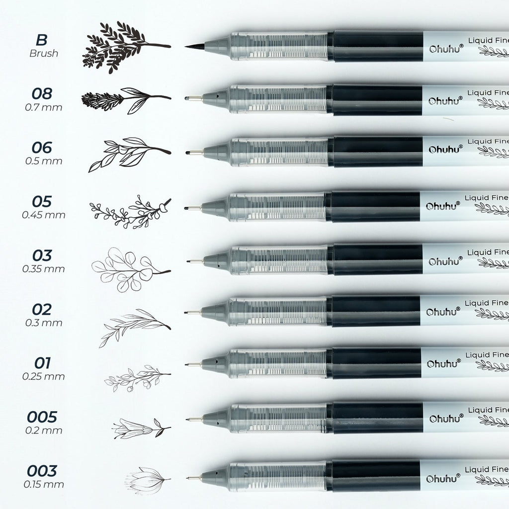 Ohuhu Kohala Liquid Fineliner Drawing Pens,9 Pack (Europe Only)