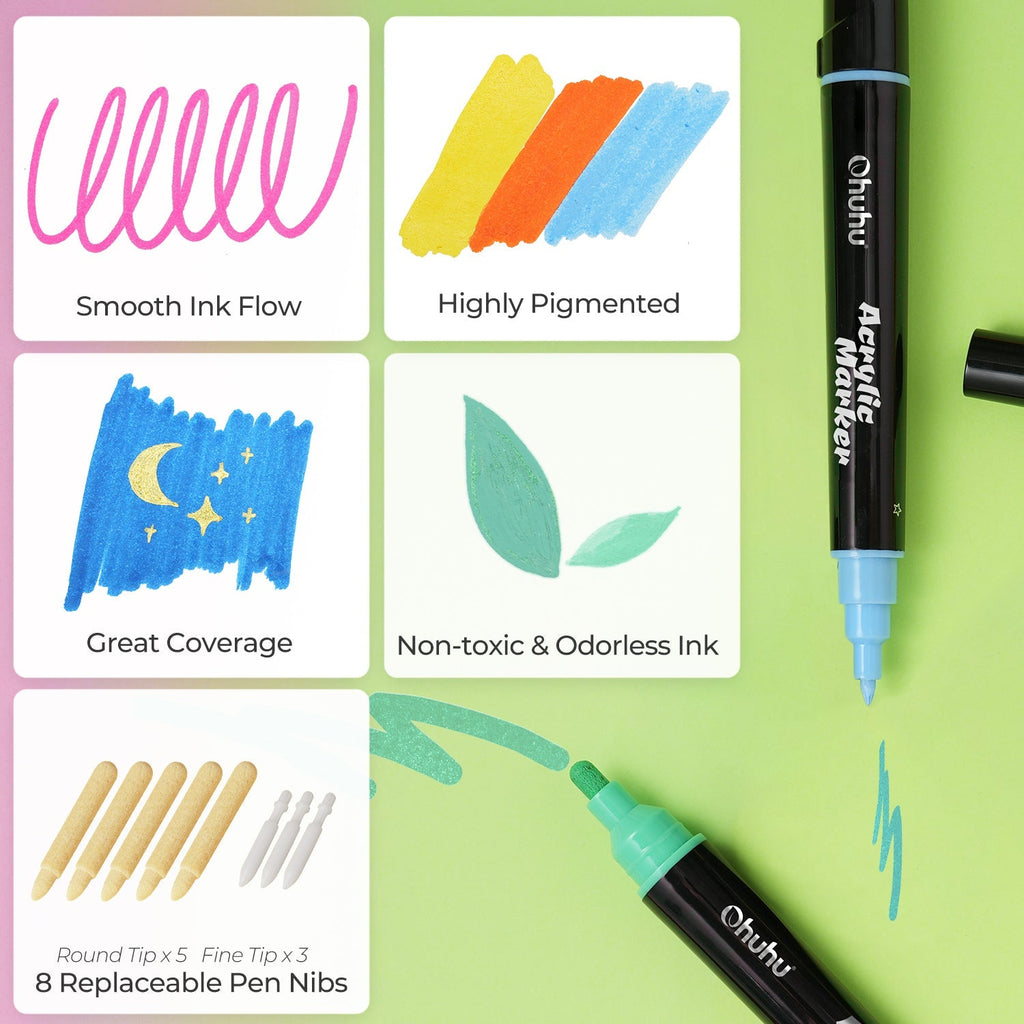 Ohuhu Dual Nib Acrylic Pen 30 Colors (Europe Only)