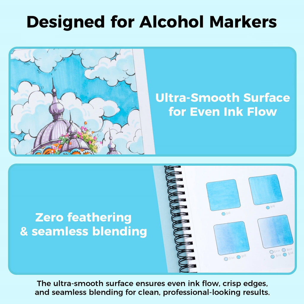 Ohuhu Heavyweight Bleedproof Double-Sided Marker Pad, Spiral-Bound - Kamakou