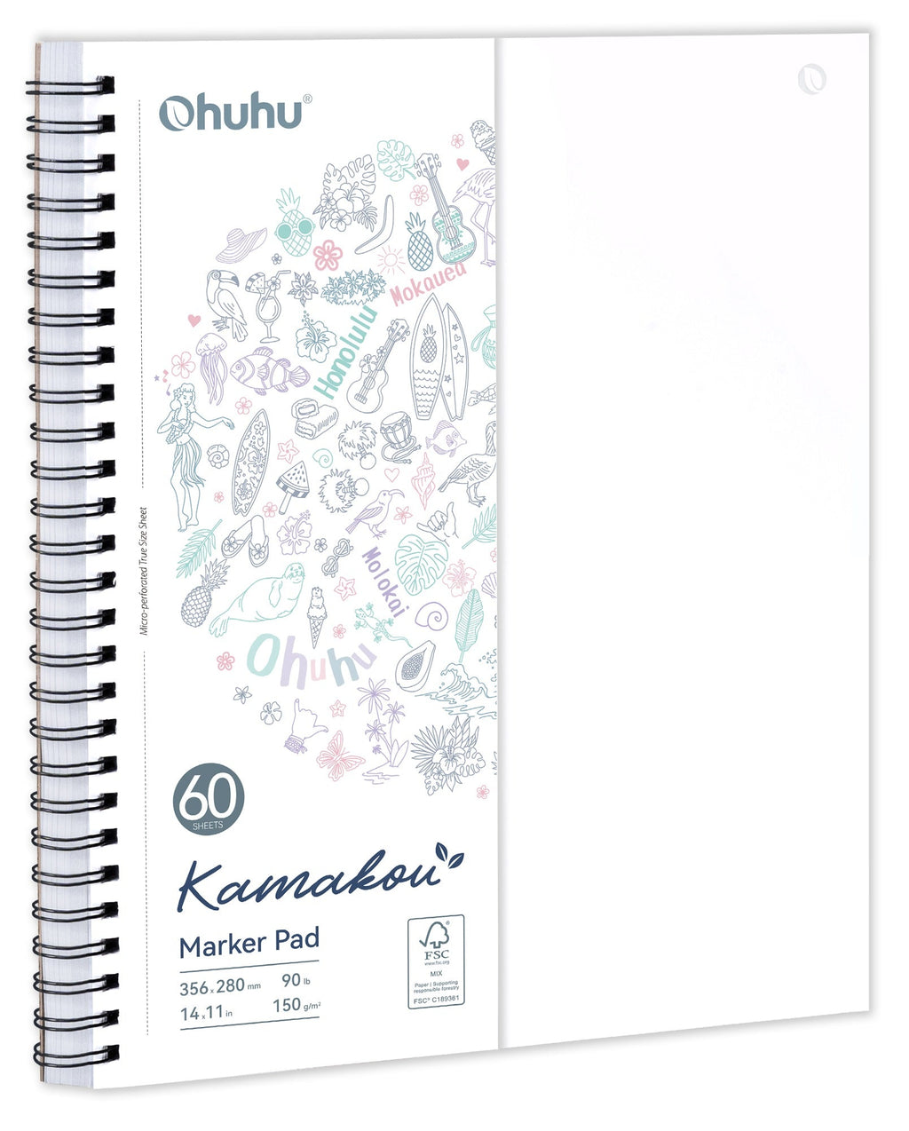 Ohuhu Bleedproof Double-Sided Marker Pad, Spiral-Bound