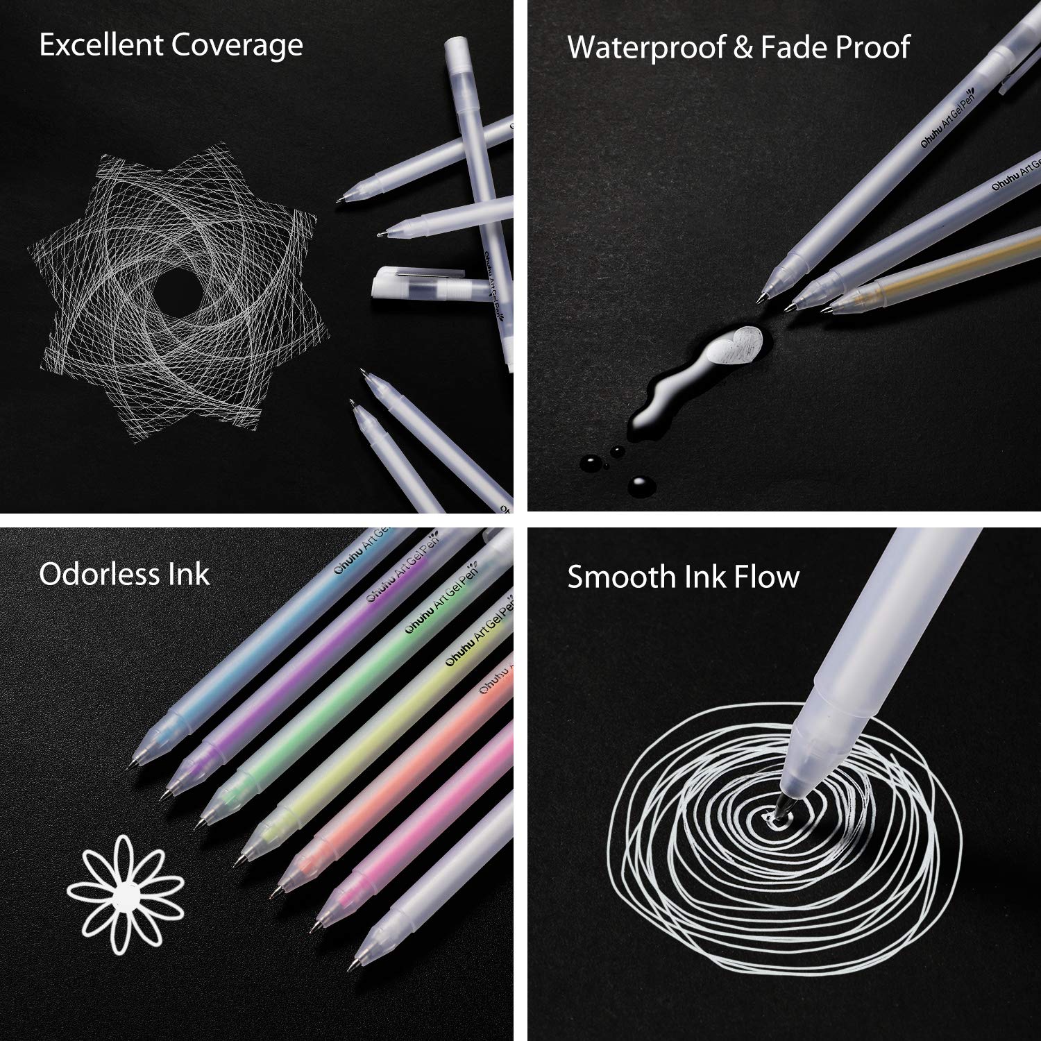Ohuhu Premium Gel Pen Set, 20 Pack