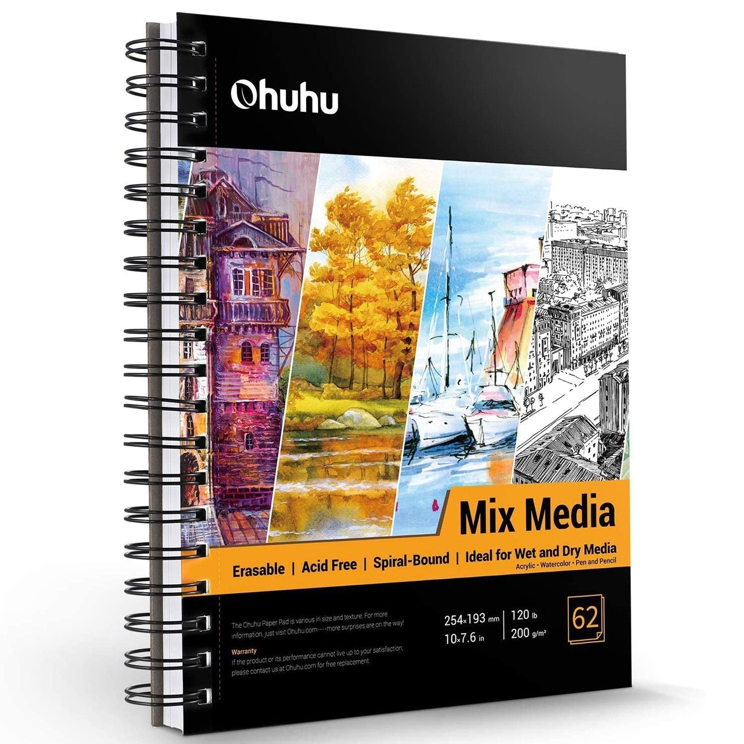 Ohuhu Spiral-Bound Mix Media Pad for Multiple Techniques (Mexico Domestic Shipping)