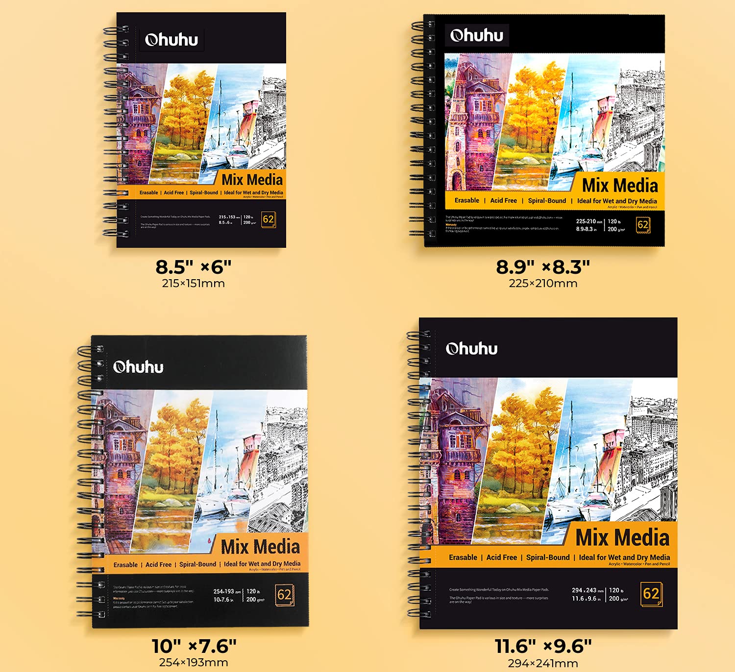 Ohuhu Spiral-Bound Mix Media Pad for Multiple Techniques (Australia Domestic Shipping)