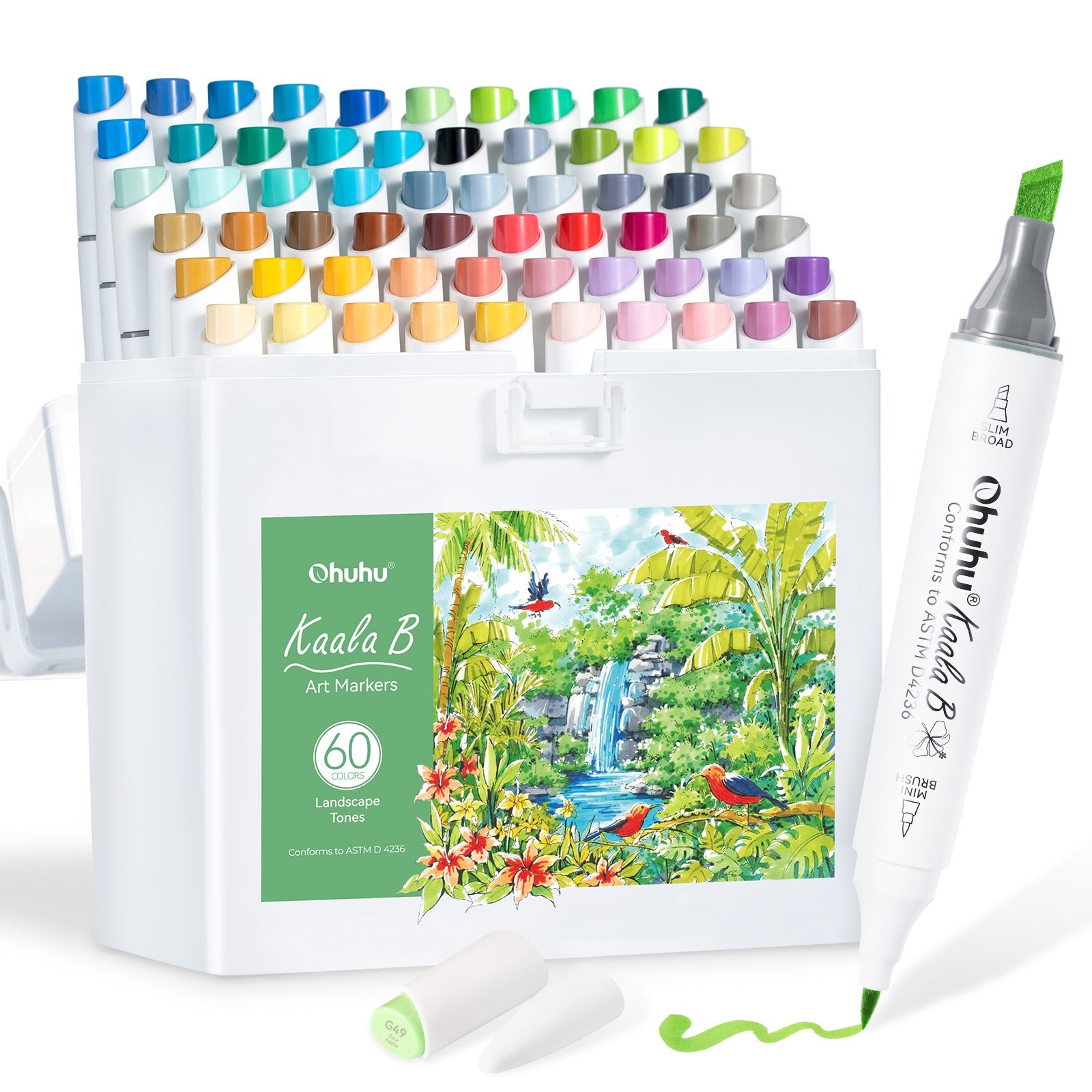 Ohuhu Kaala Dual Tips Alcohol Art Markers- 60 Colors Landscape Tone