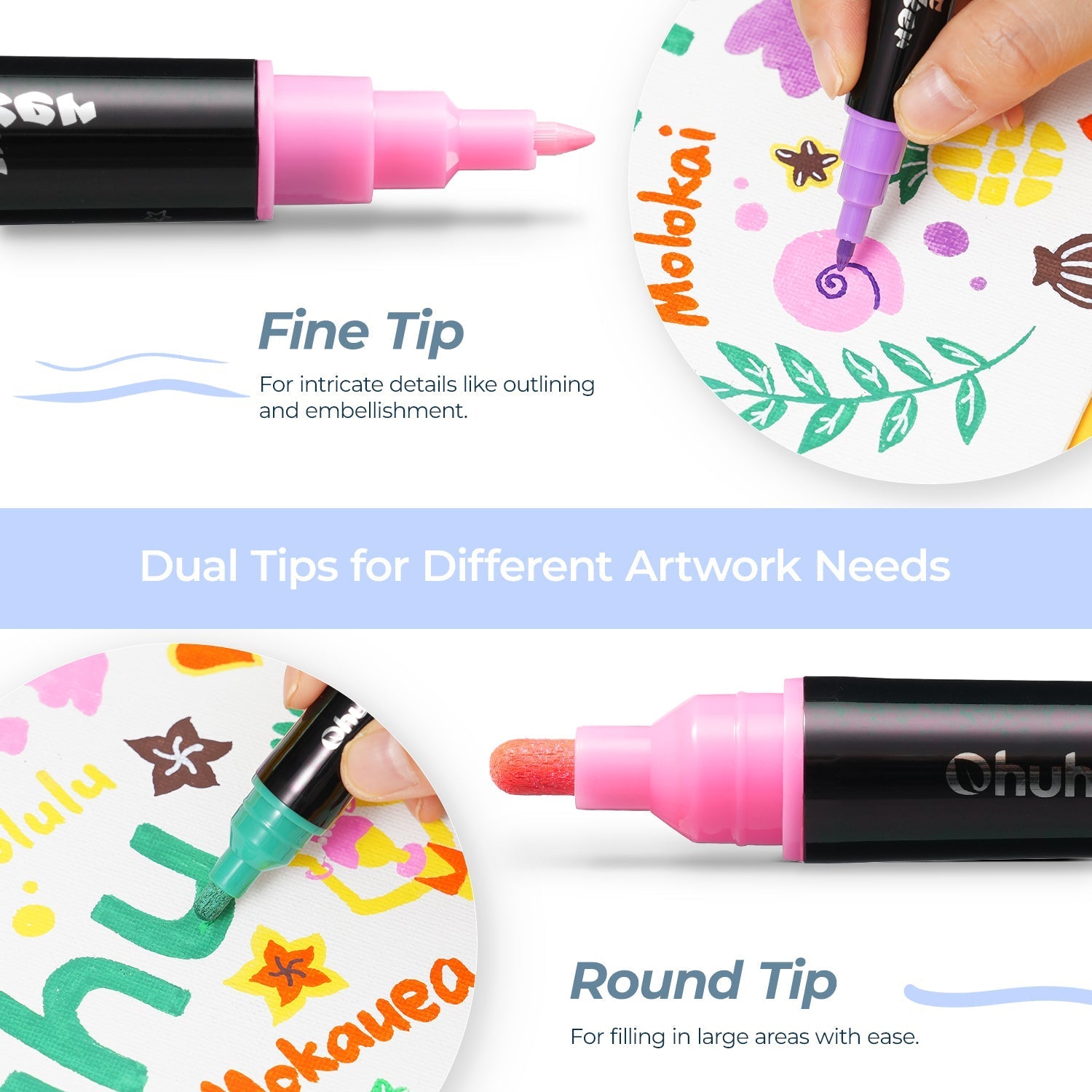 Ohuhu Dual Nib Acrylic Pen 30 Colors (Europe Only)