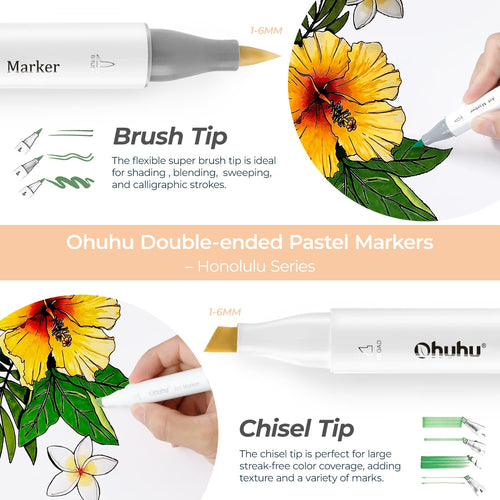Ohuhu Honolulu 96 Pastel Colors Alcohol Art Markers - Sweetness & Blossoming (Australia Domestic Shipping)