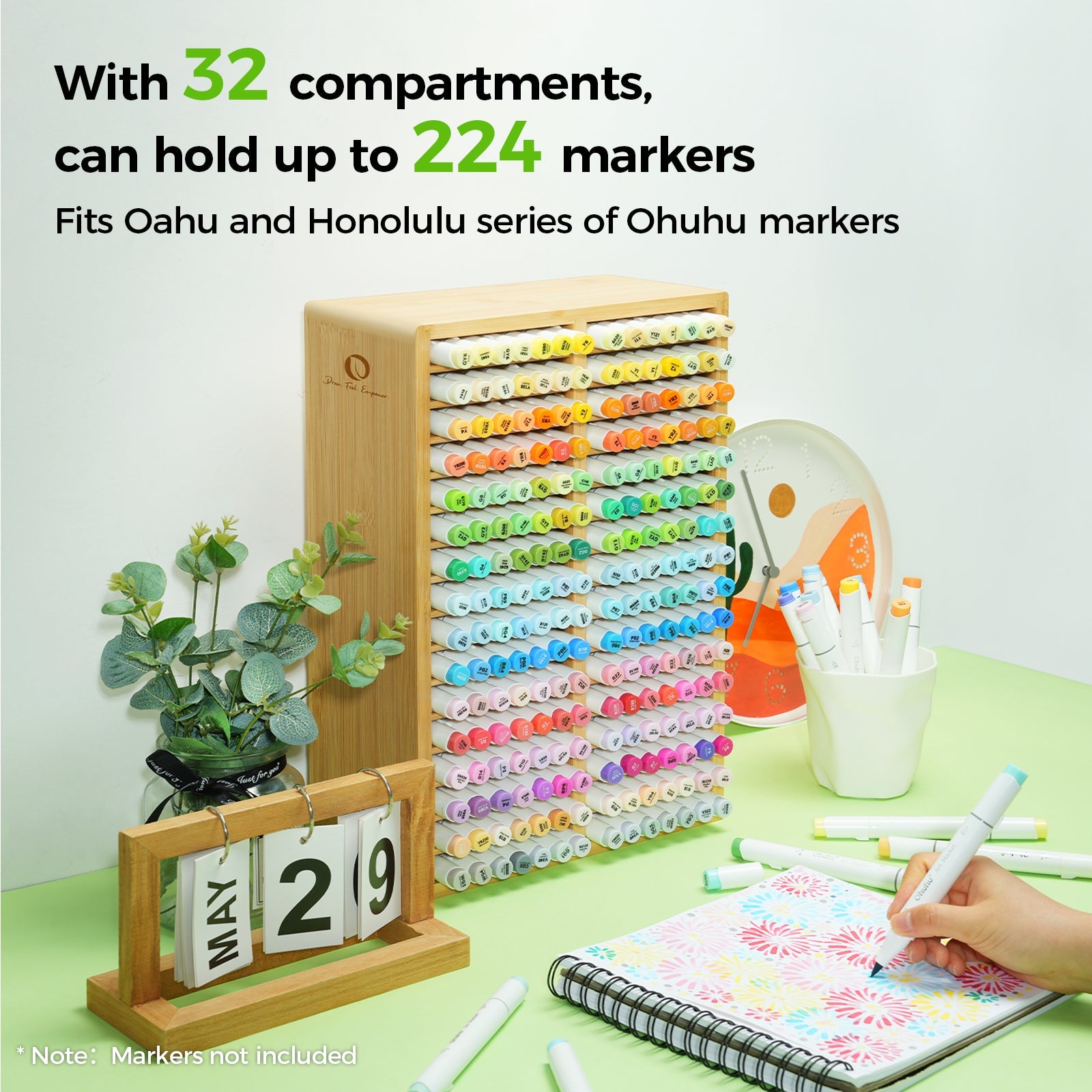 Ohuhu Bamboo Marker Organizer