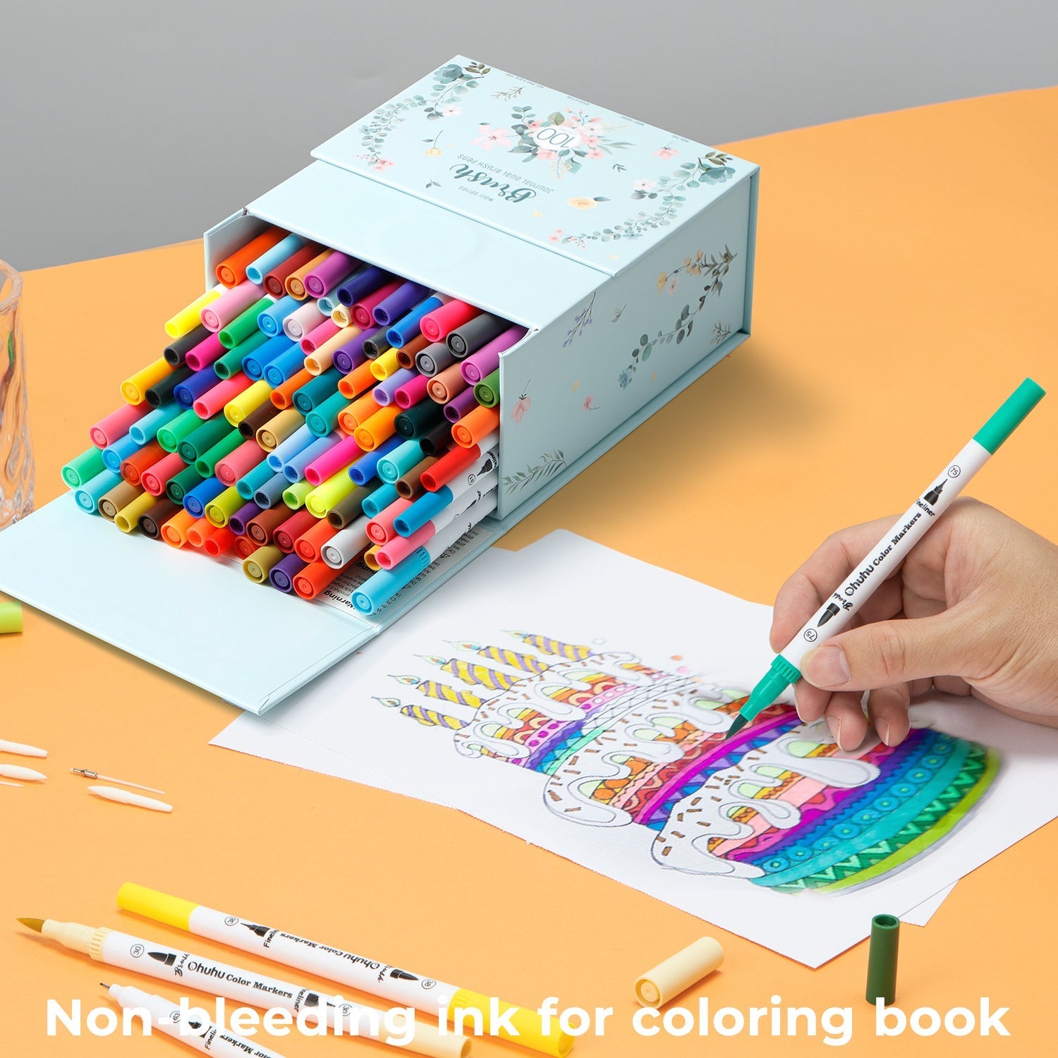 Ohuhu Maui 100 Colors Dual Tips Water Based Art Markers, Brush & Fineliner (Europe Only)
