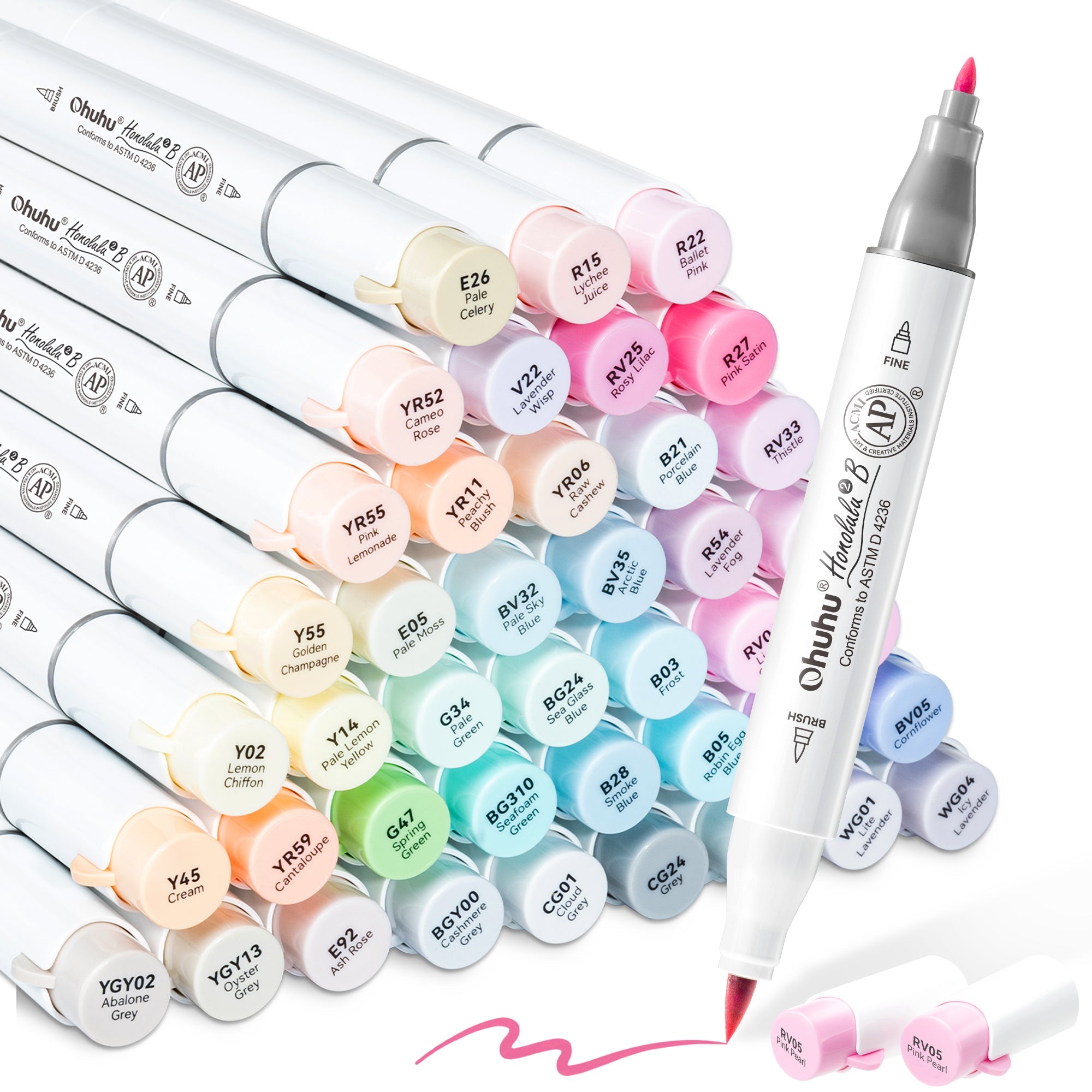 Ohuhu Honolulu² 48 Pastel Colors Dual Tips Alcohol Art Markers