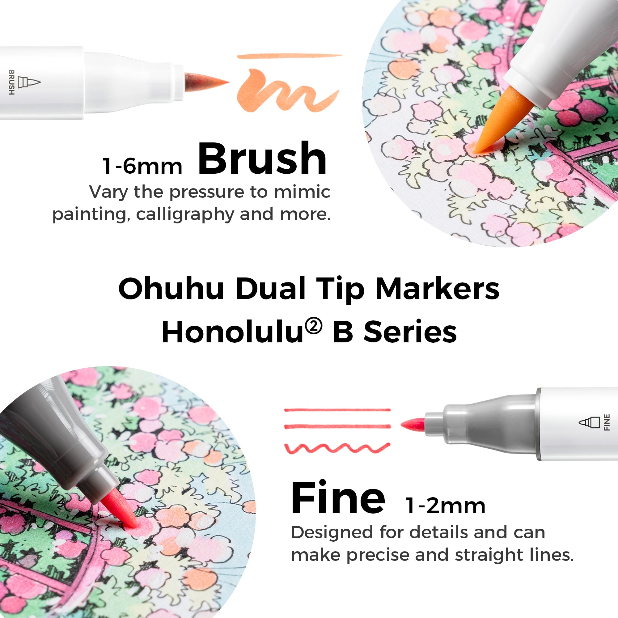 Ohuhu Honolulu² 48 Pastel Colors Dual Tips Alcohol Art Markers