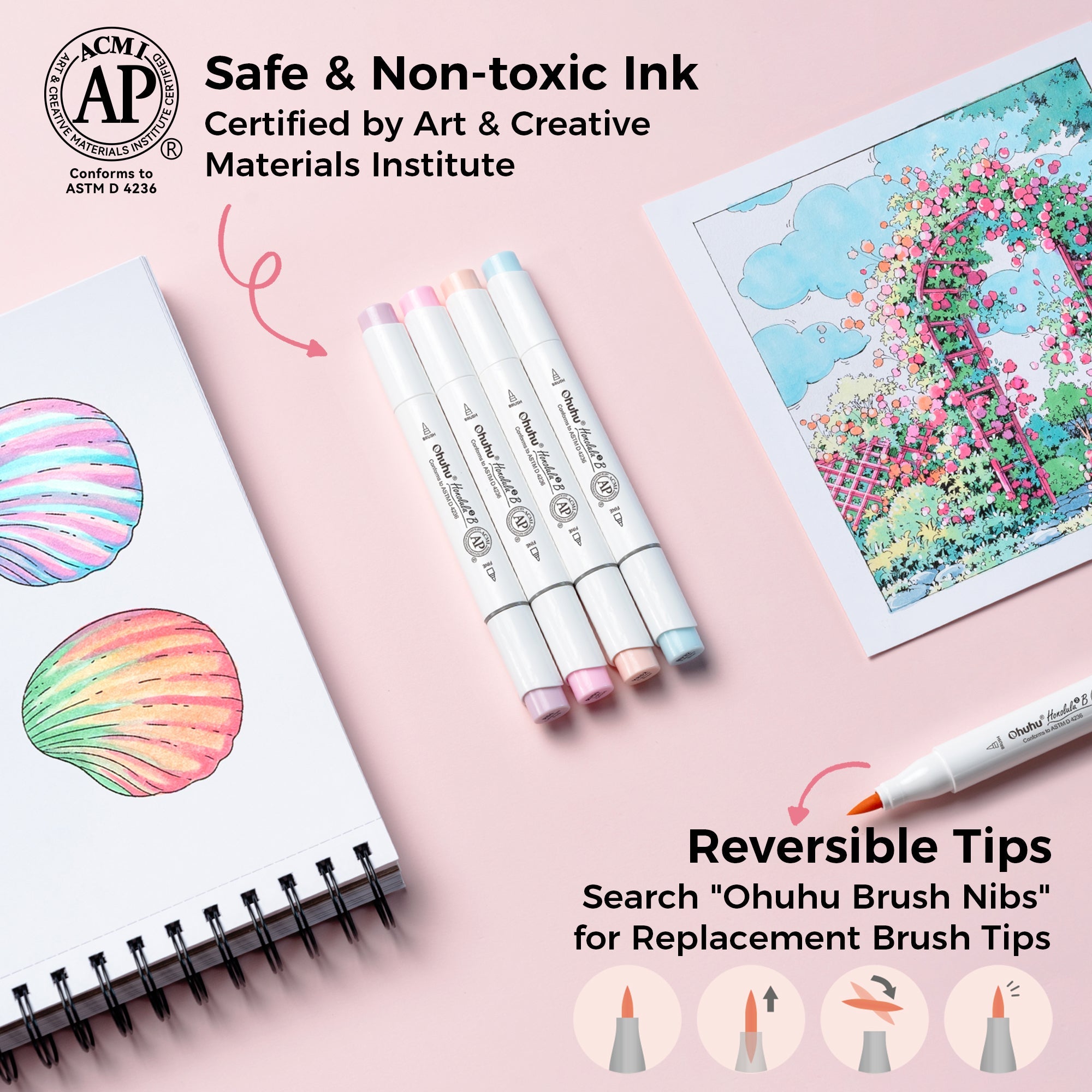 Ohuhu Honolulu² 48 Pastel Colors Dual Tips Alcohol Art Markers