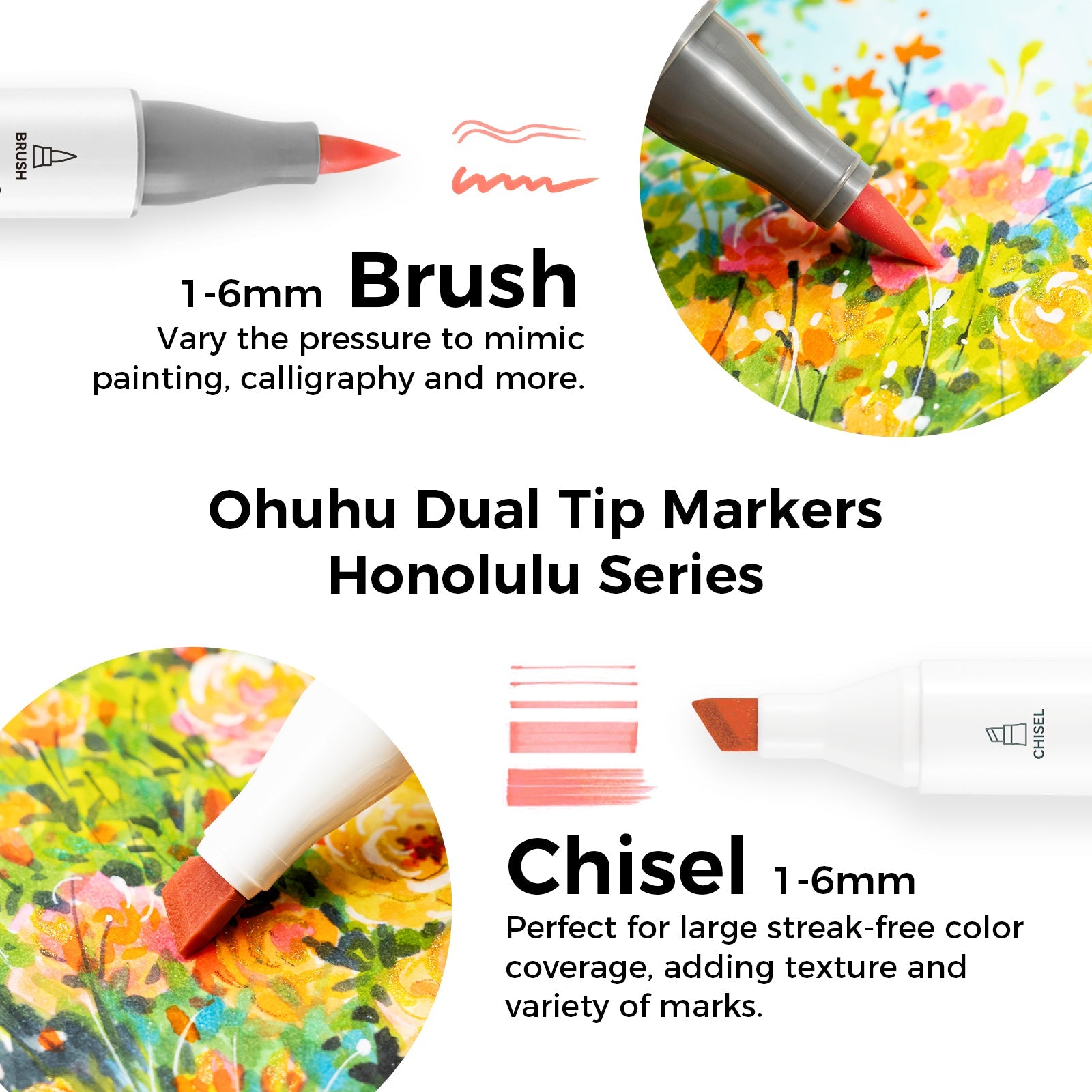 Ohuhu Honolulu 48 Mid-tone Colors Dual Tips Alcohol Art Markers (Europe Only)