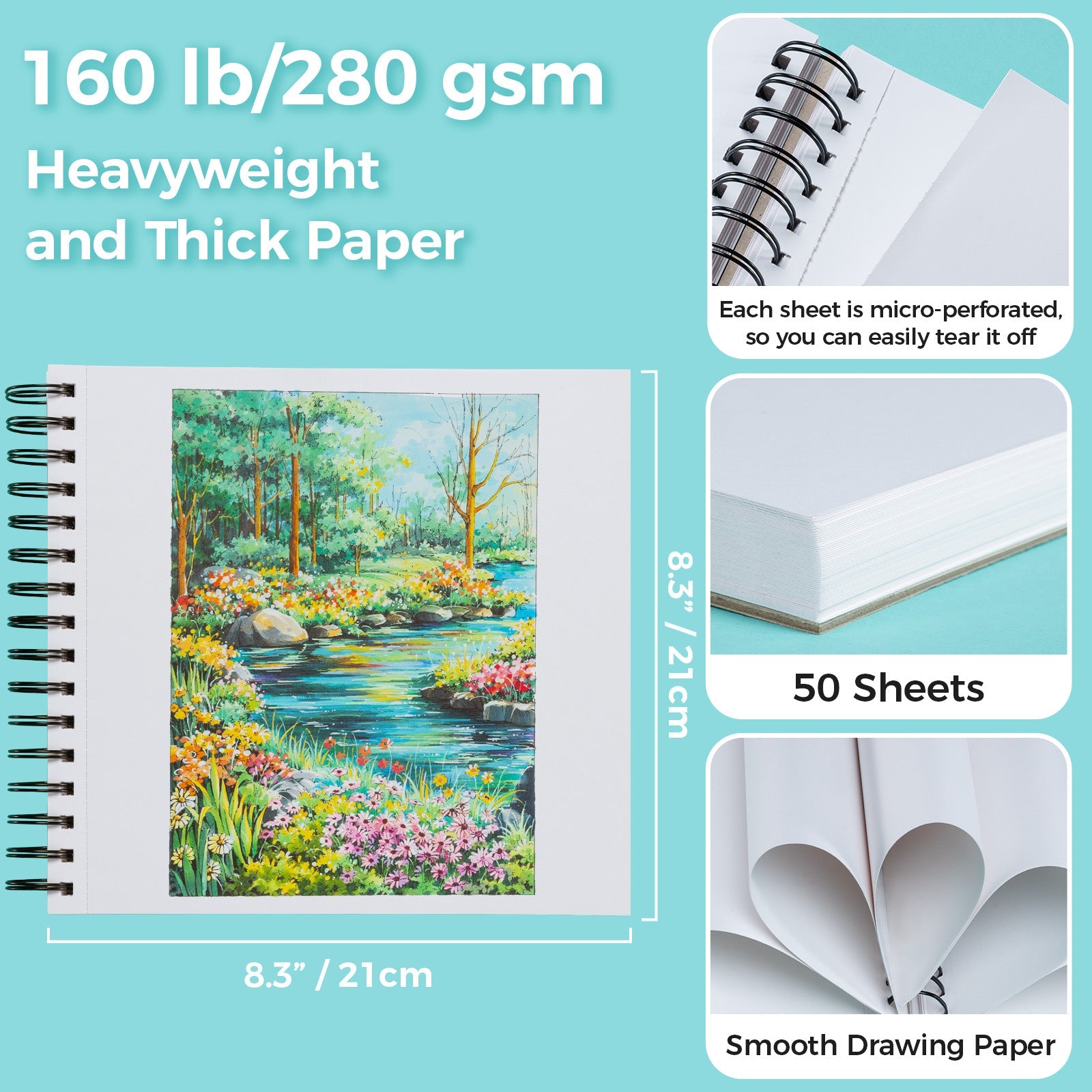 Ohuhu Heavyweight Bleedproof Double-Sided Marker Pad, Spiral-Bound - Kamakou