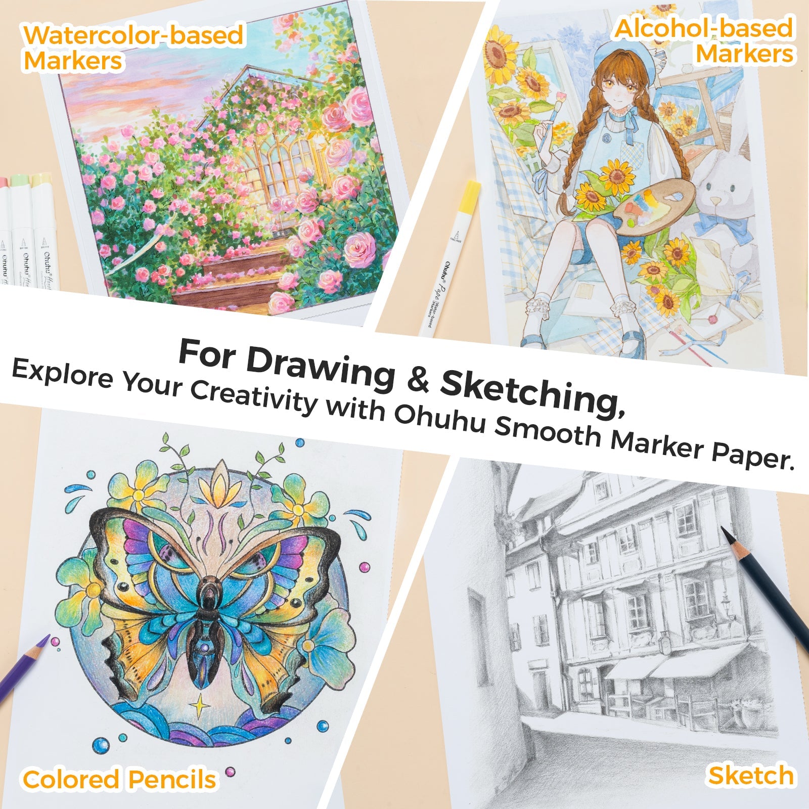 Ohuhu Marker Pads Art Sketchbooks for Markers