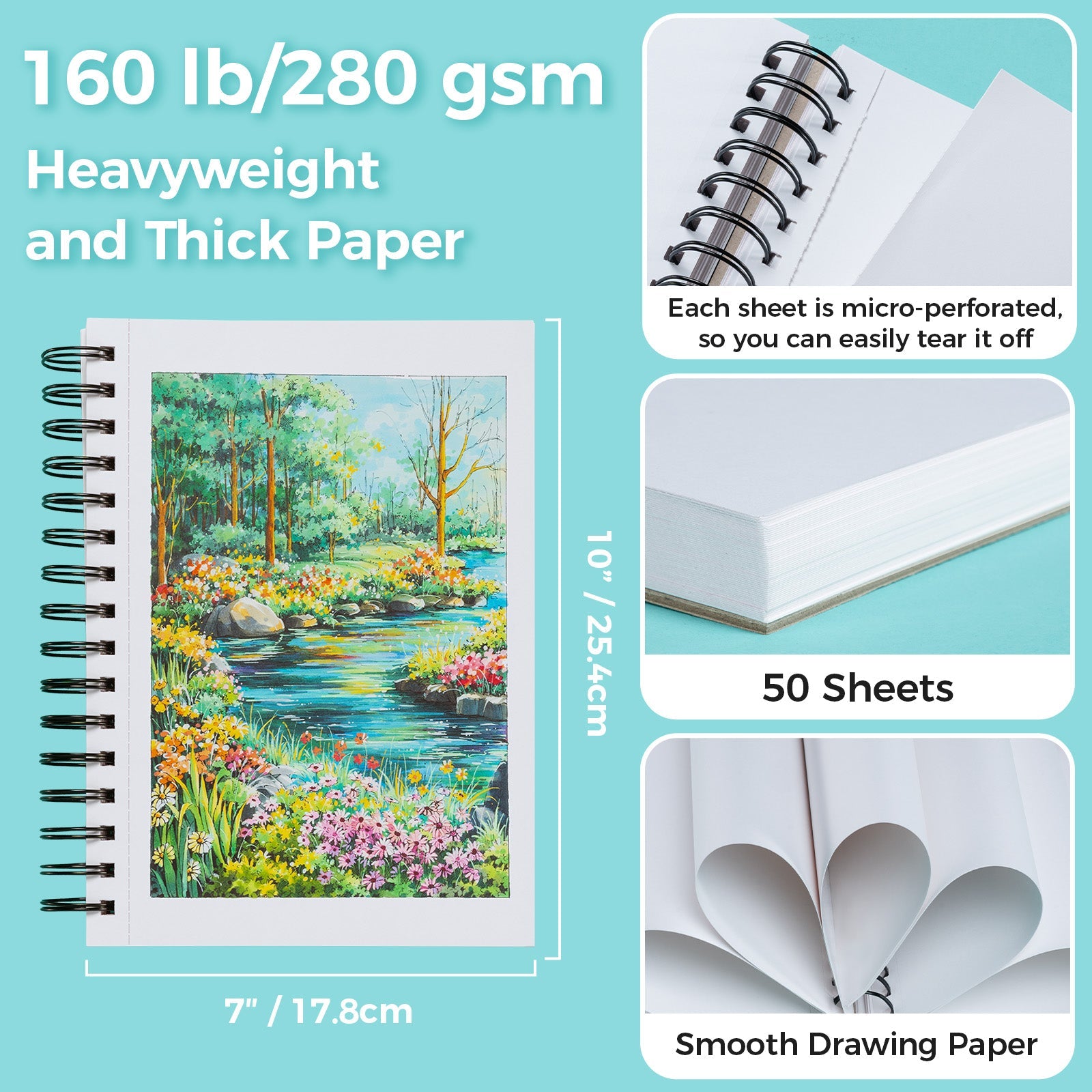 Ohuhu Heavyweight Bleedproof Double-Sided Marker Pad, Spiral-Bound - Kamakou