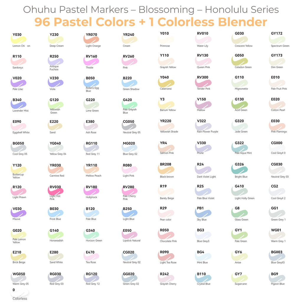 Ohuhu Honolulu 96 Pastel Colors Alcohol Art Markers - Sweetness & Blossoming (Australia Domestic Shipping)
