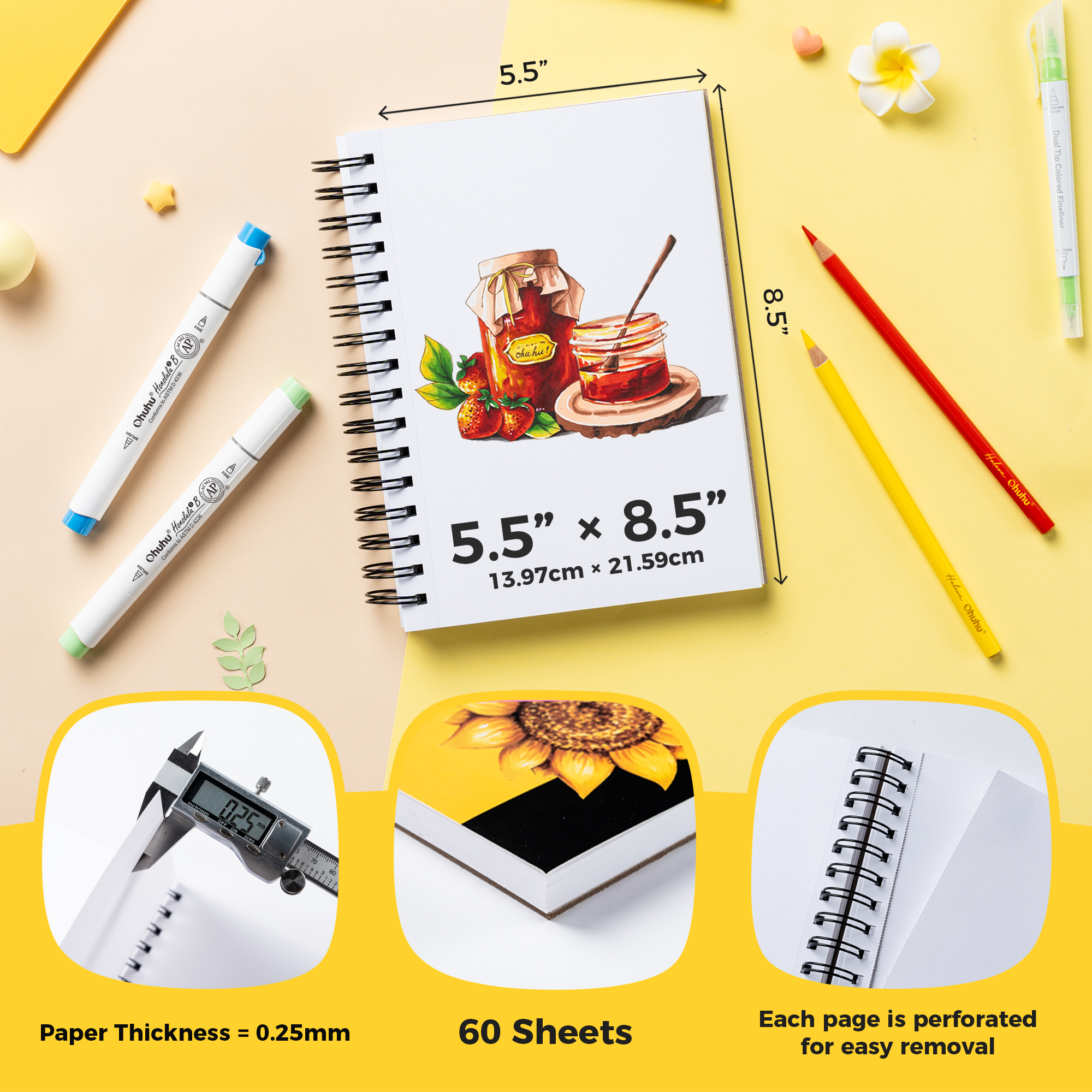 Ohuhu Spiral-Bound Marker Pad for Alcohol Markers