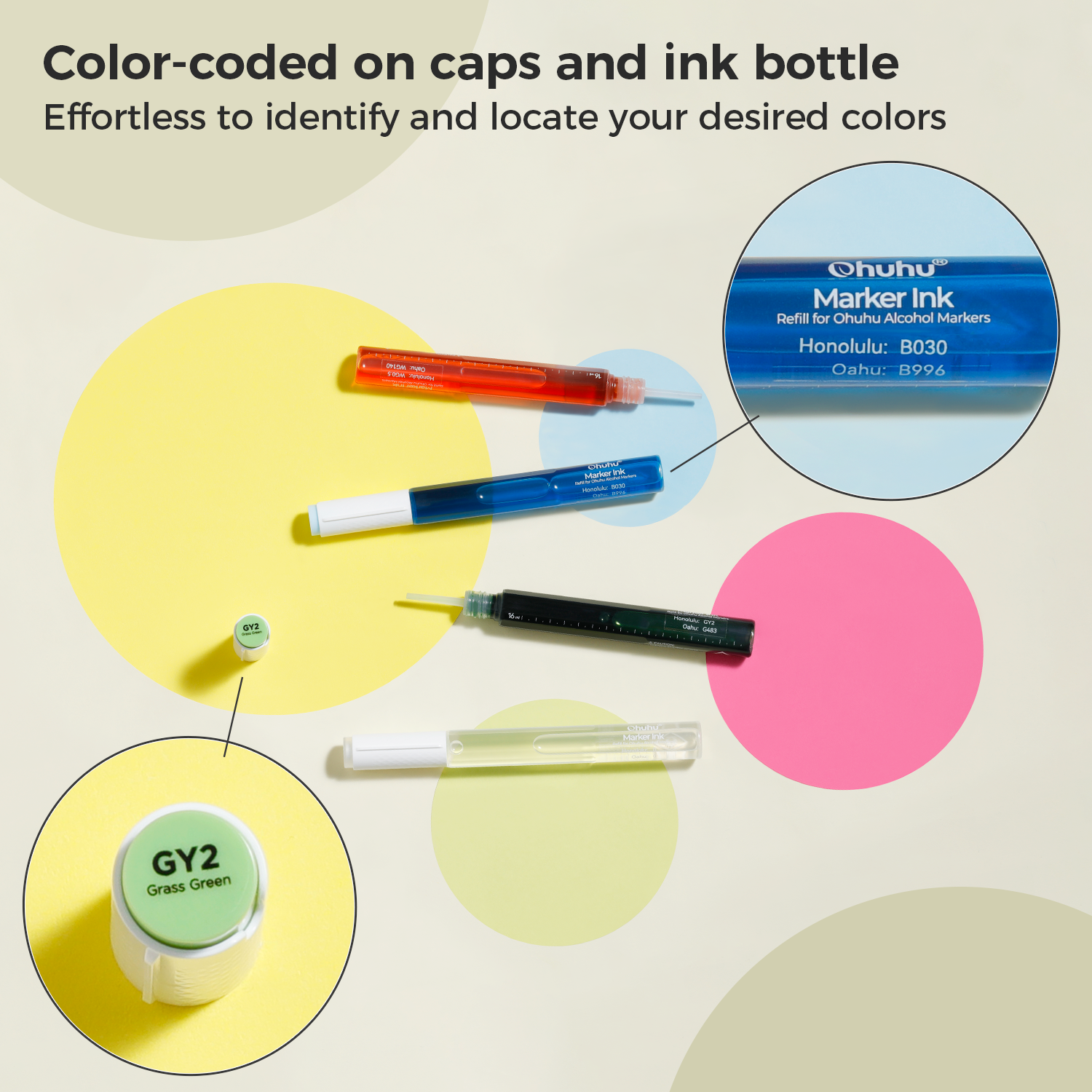 Ohuhu Marker Ink YR06 / E090 Refill for Alcohol marker