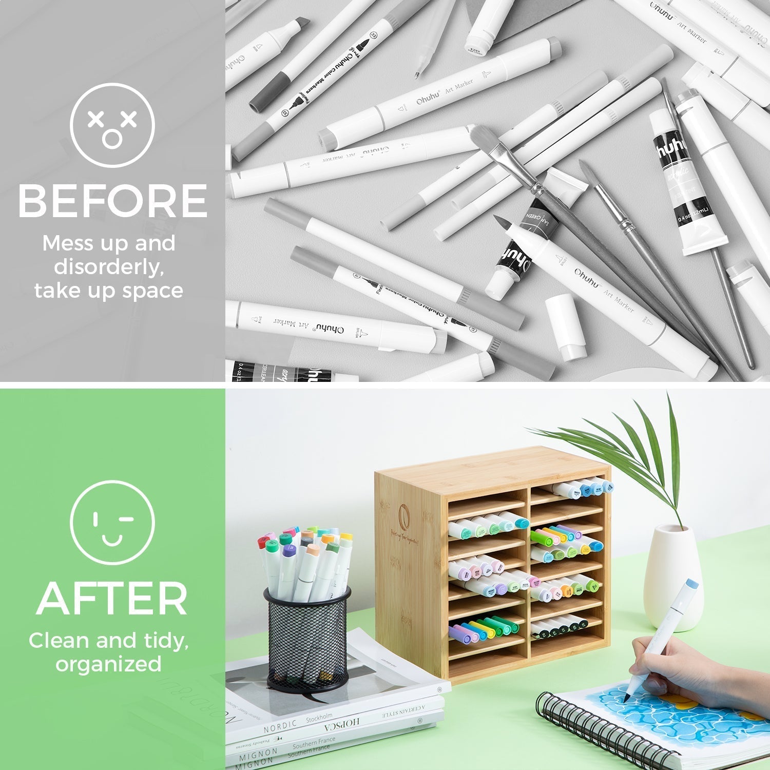 Ohuhu Bamboo Marker Organizer (Europe Only)