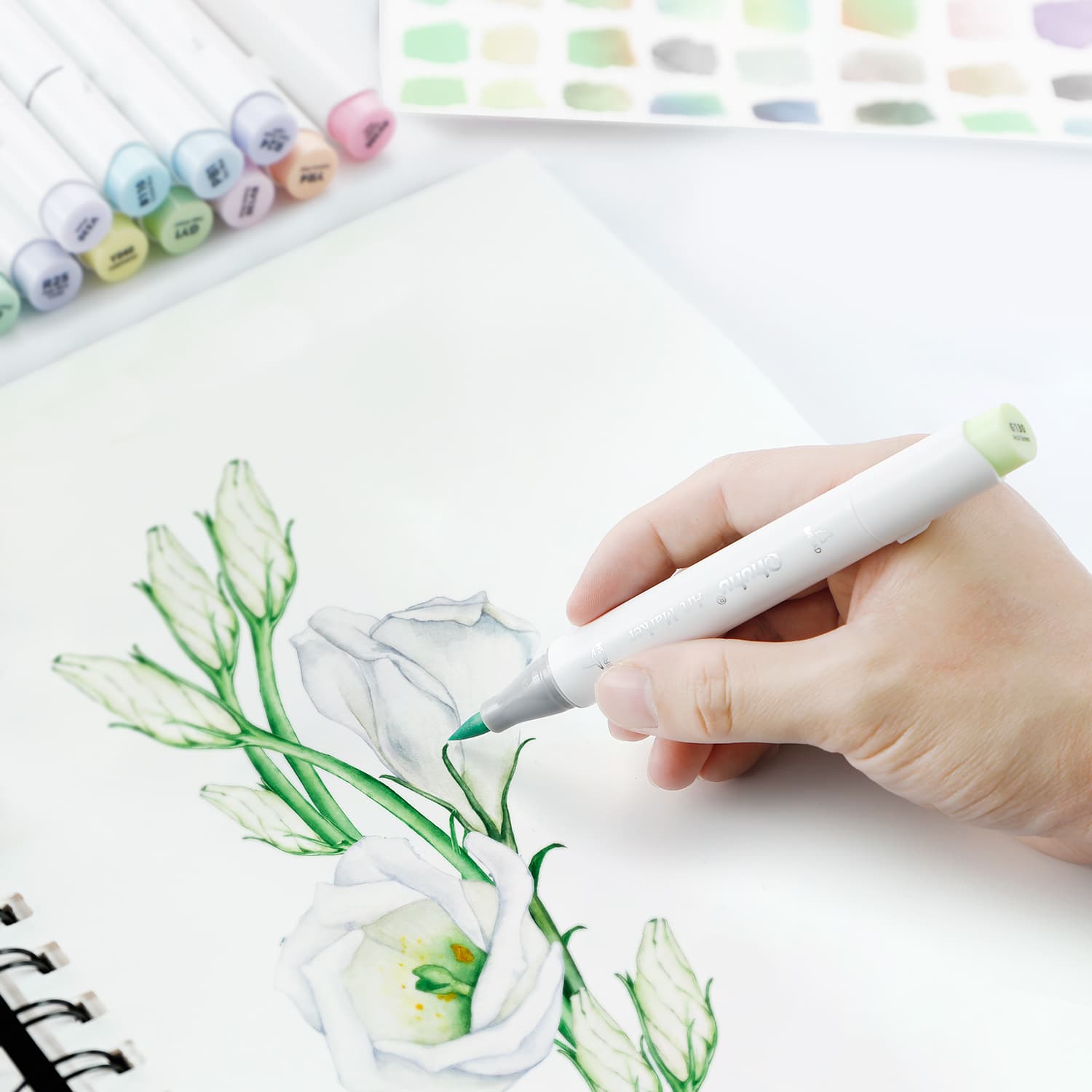 Ohuhu Honolulu New 48 Pastel Colors Dual Tips Alcohol Art Markers - Blossoming (Canada Domestic Shipping)
