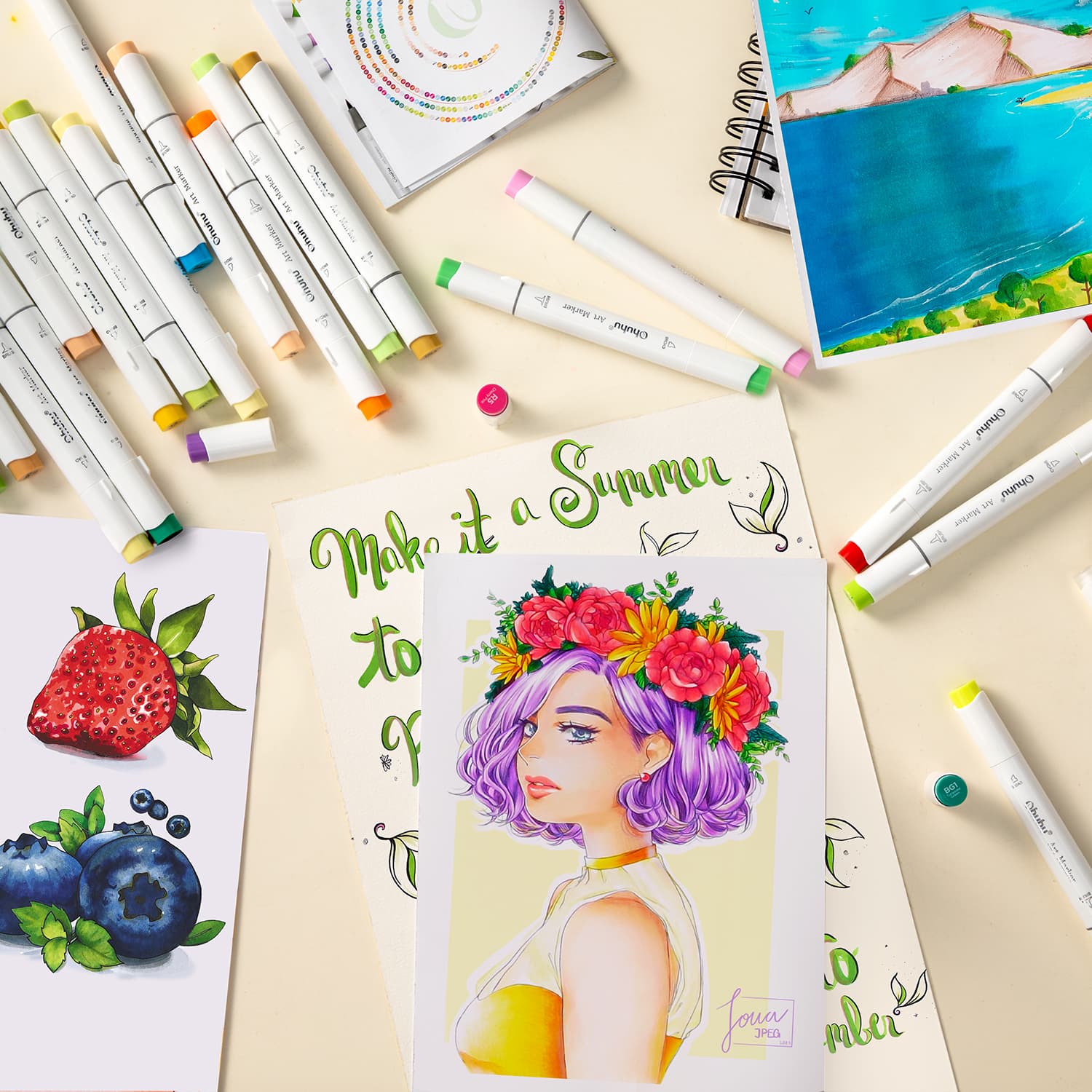Ohuhu Honolulu 72 Colors Dual Tips Alcohol Art Markers (Mexico Domestic Shipping)