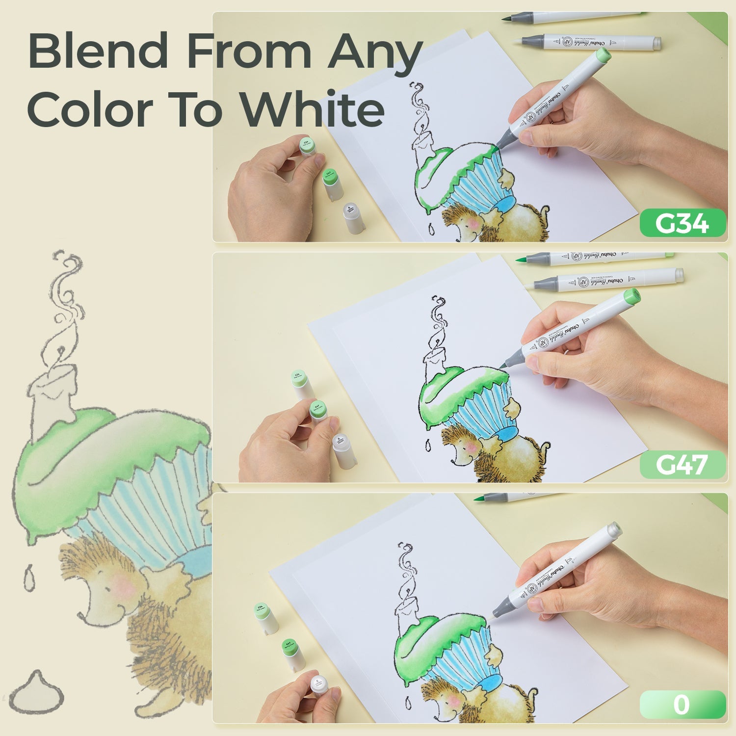 Ohuhu Honolulu Colorless Blender Marker - Pack of 6 (Australia Domestic Shipping)