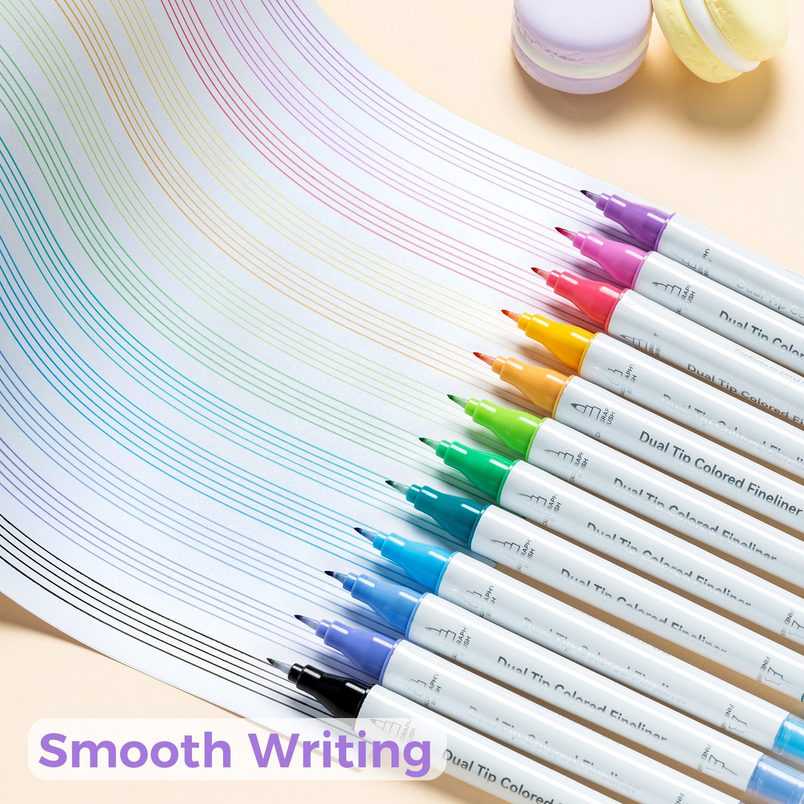 Ohuhu Colored Fineliner & Brush Pens, 12 Colors
