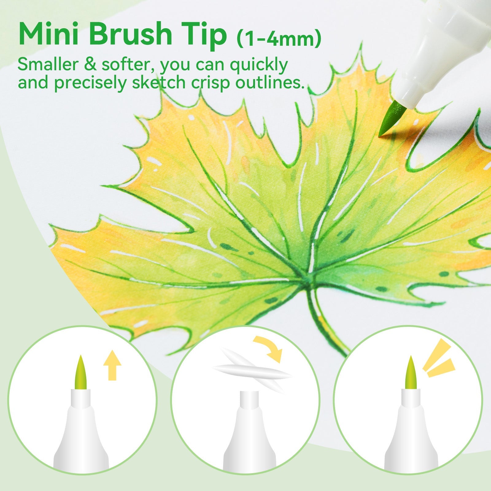 Ohuhu Kaala B Dual Tips Alcohol Art Markers, Slim Broad & Mini Brush