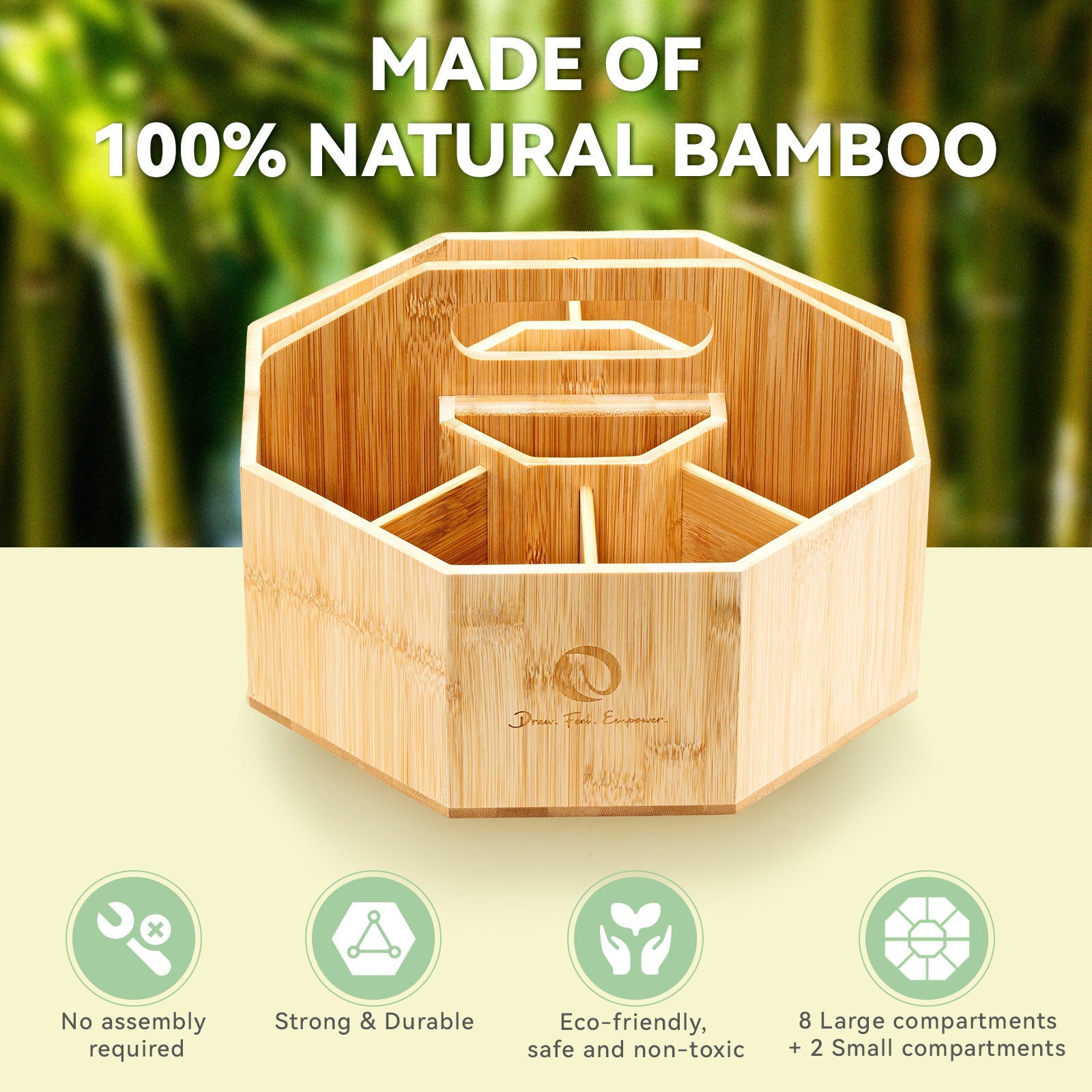 Ohuhu 360° Bamboo Rotating Marker Organizer