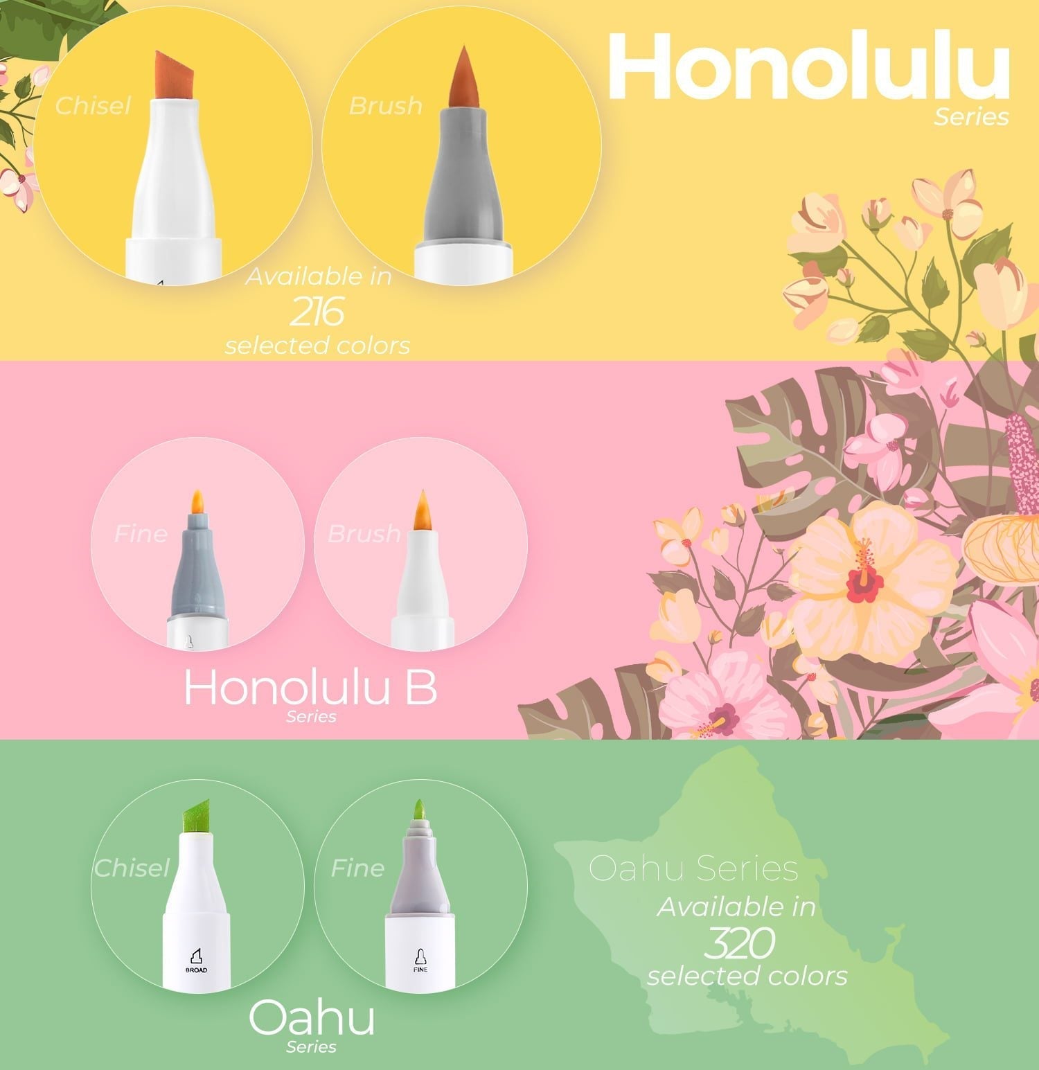 Ohuhu Honolulu 48 Colors Dual Tips Alcohol Art Markers (Mexico Exclusive)