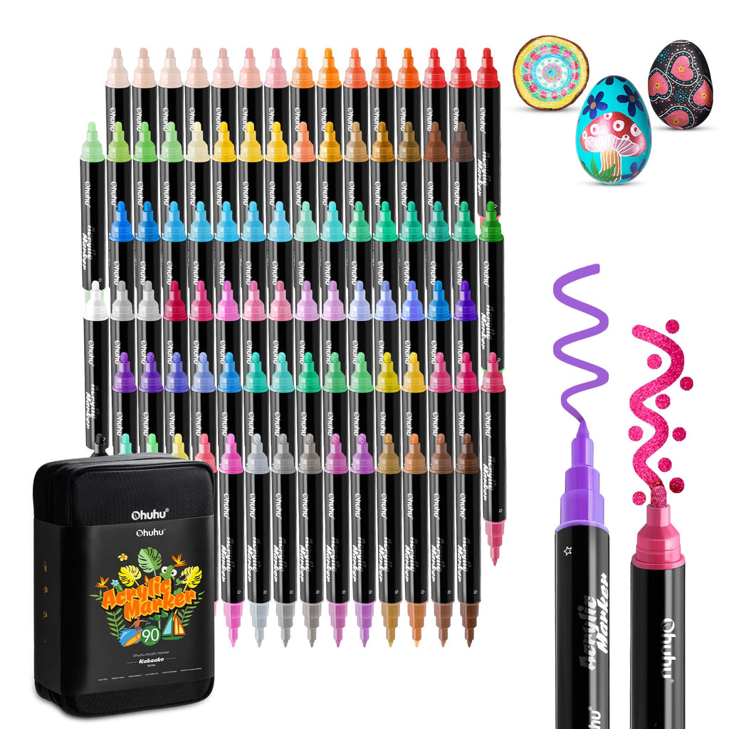 Ohuhu Dual Nib Waterproof Acrylic Pen 30 / 60 / 90 Colors - Kakaako