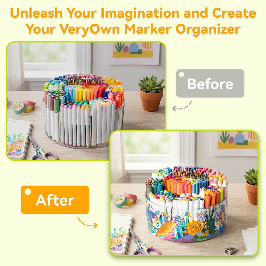 Ohuhu 360° Rotating Clear Acrylic Marker Organizer
