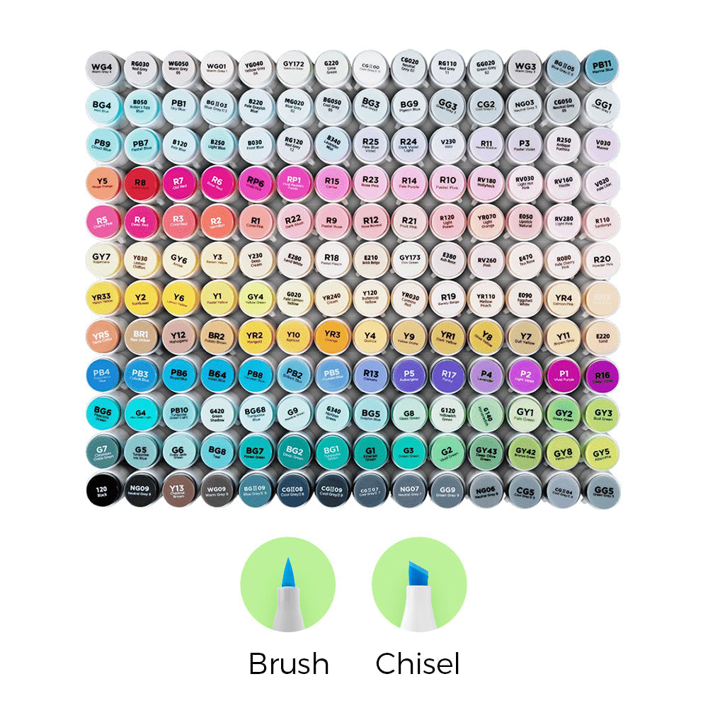 Ohuhu Honolulu 168 Colors Dual Tips Alcohol Art Markers (Canada Domestic Shipping - Old Color Codes)