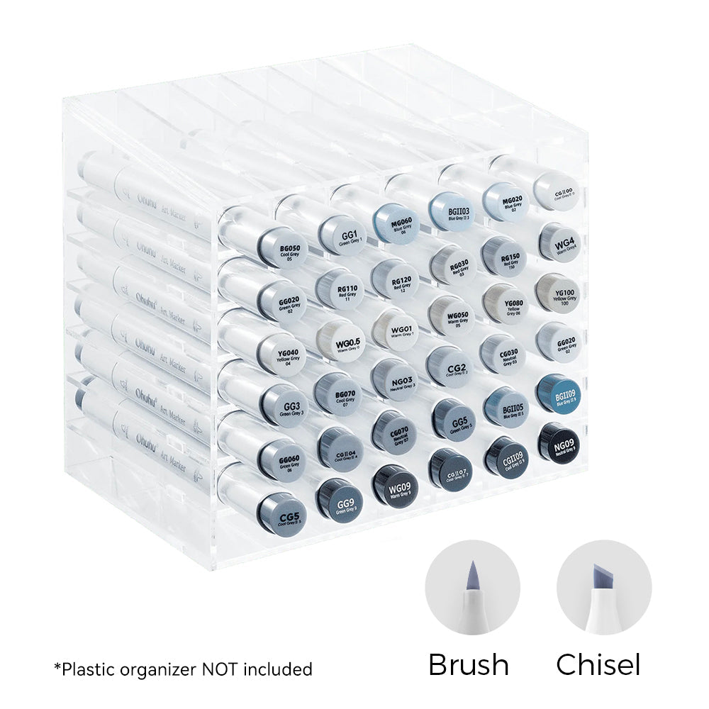 Ohuhu Honolulu 36 Gray Tone Colors Dual Tips Alcohol Art Markers (Mexico Domestic Shipping)