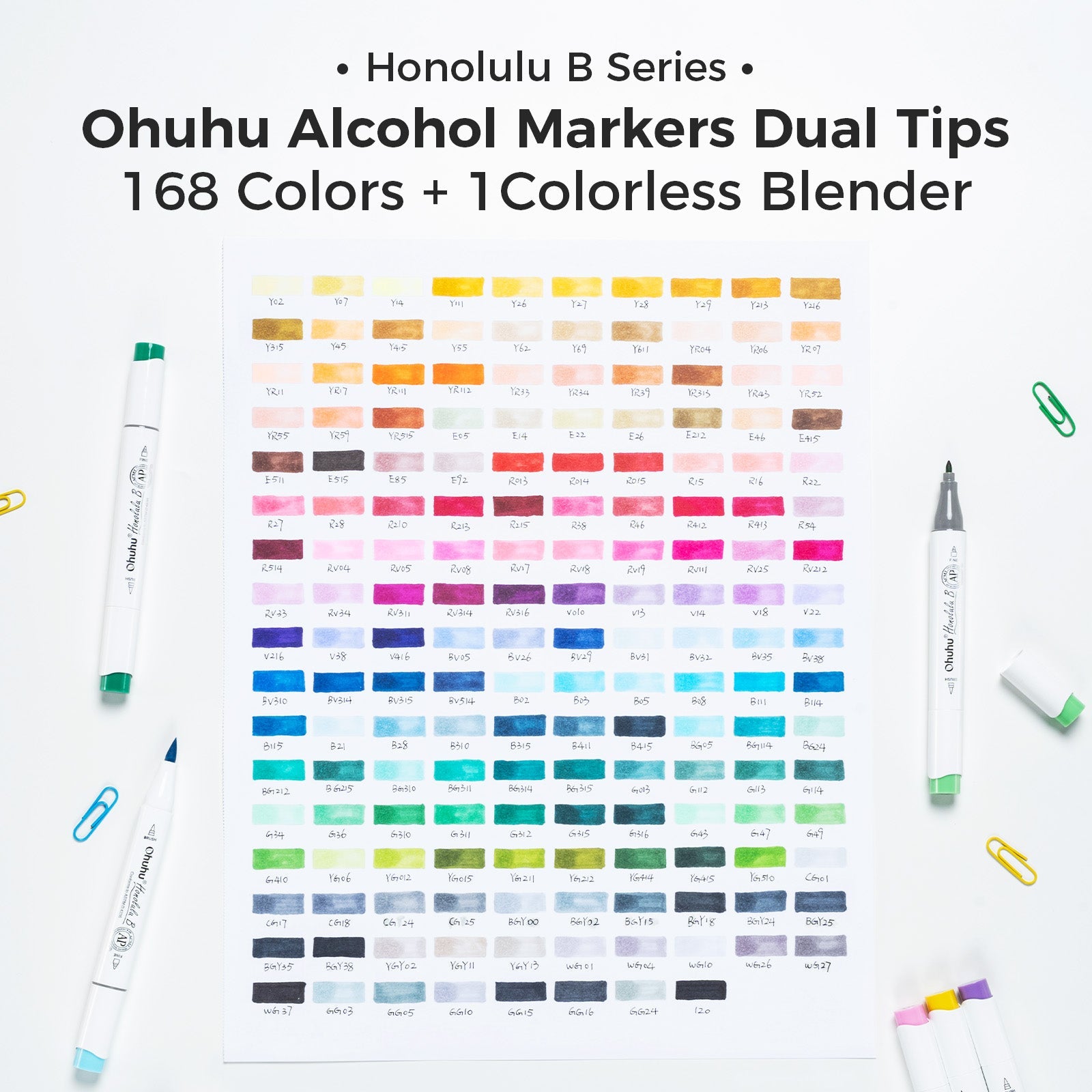 Ohuhu Honolulu 168 Colors Dual Tips Alcohol Art Markers (UK Only)