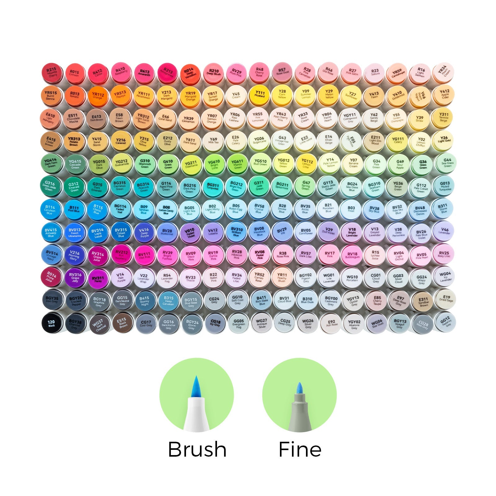 Ohuhu Honolulu 216 Colors Dual Tips Alcohol Art Markers (New Color Codes)