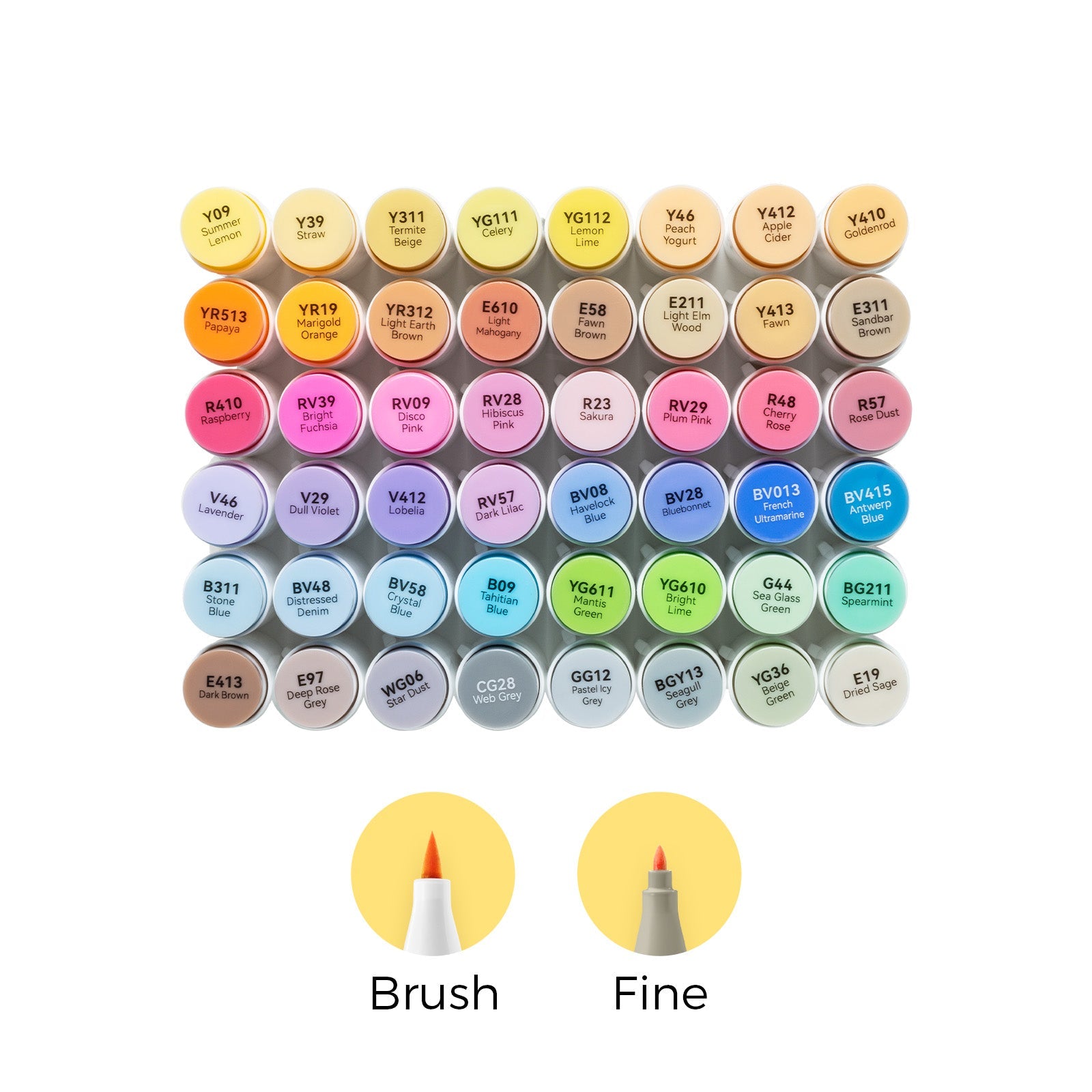 Ohuhu Honolulu 48 Mid-tone Colors Dual Tips Alcohol Art Markers (Europe Only)