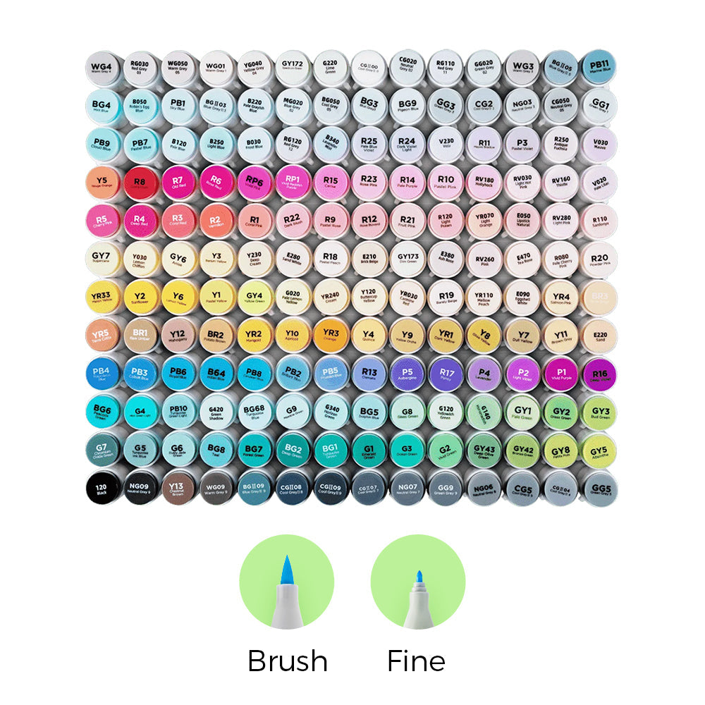 Ohuhu Honolulu 168 Colors Dual Tips Alcohol Art Markers (Canada Domestic Shipping - Old Color Codes)