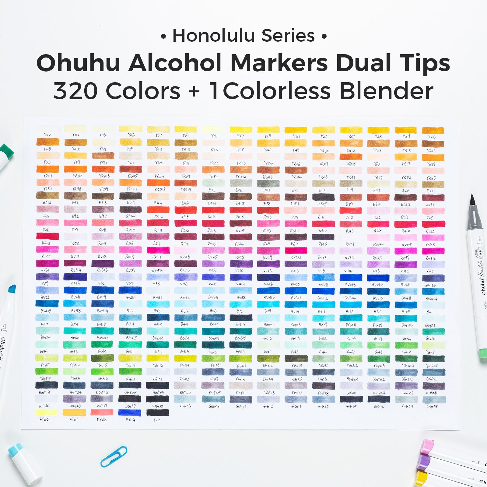 Ohuhu Honolulu 320 Colors Dual Tips Alcohol Art Markers (UK Only)