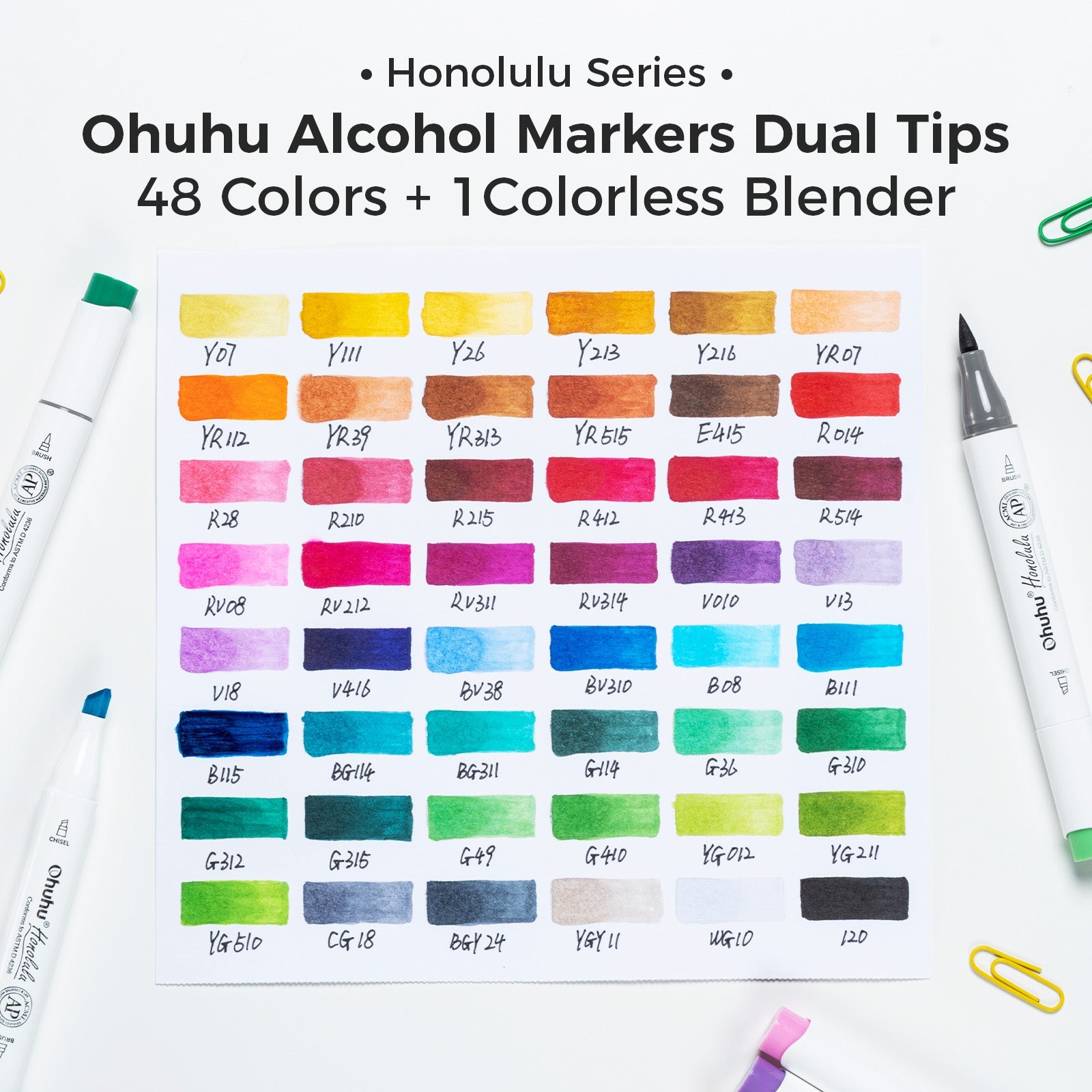 Ohuhu Honolulu 48 Colors Dual Tips Alcohol Art Markers (Ships from Asia Warehouse)