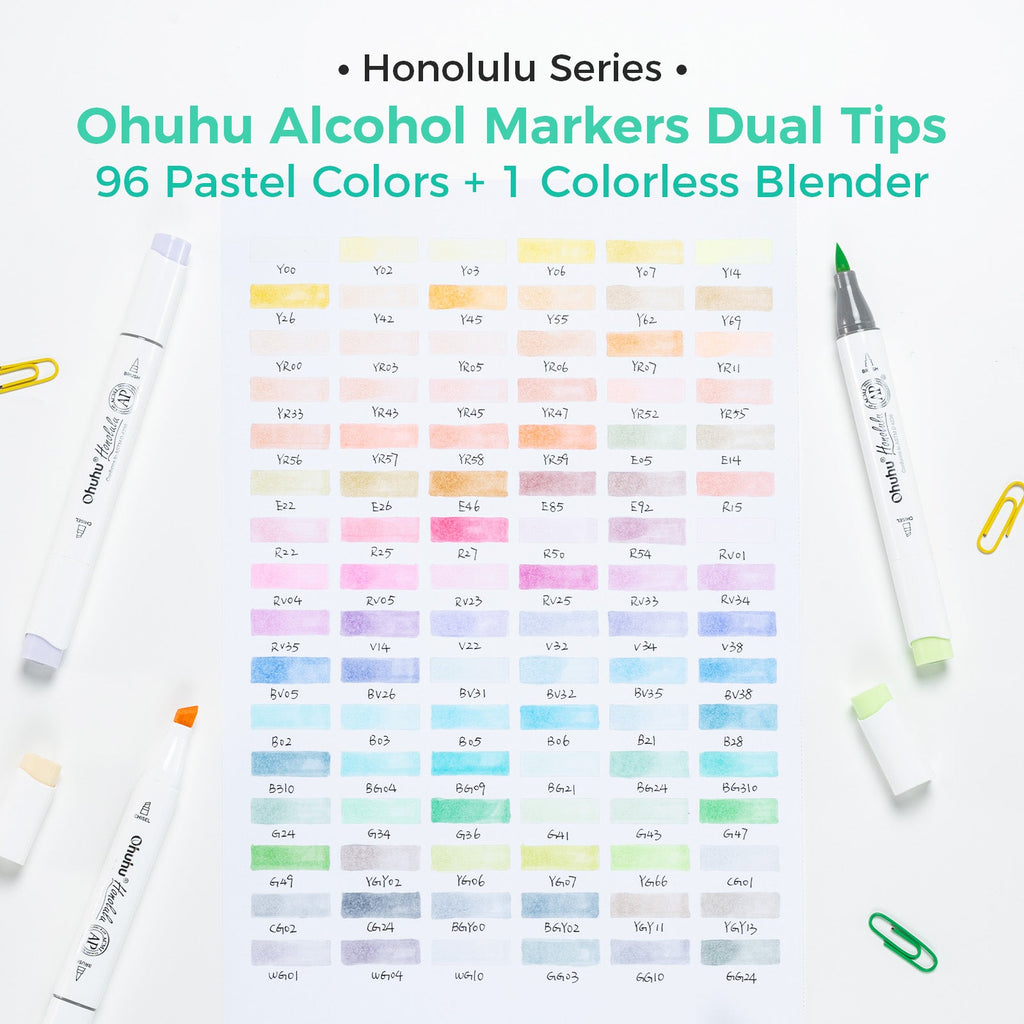 Ohuhu Honolulu 96 Pastel Colors Alcohol Art Markers - Sweetness & Blossoming (Australia Domestic Shipping)