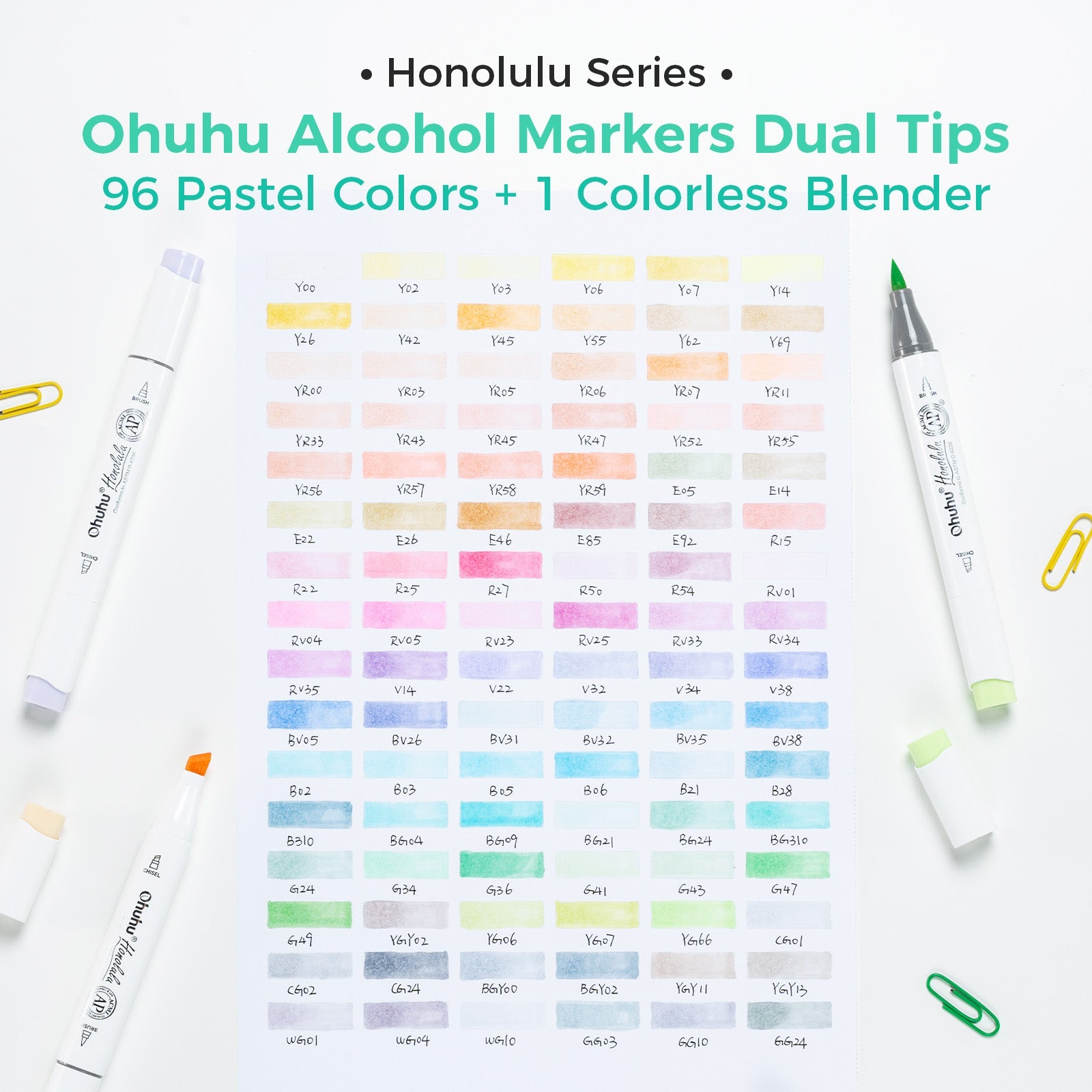 Ohuhu Honolulu 96 Pastel Colors Alcohol Art Markers - Sweetness & Blossoming (Australia Domestic Shipping)