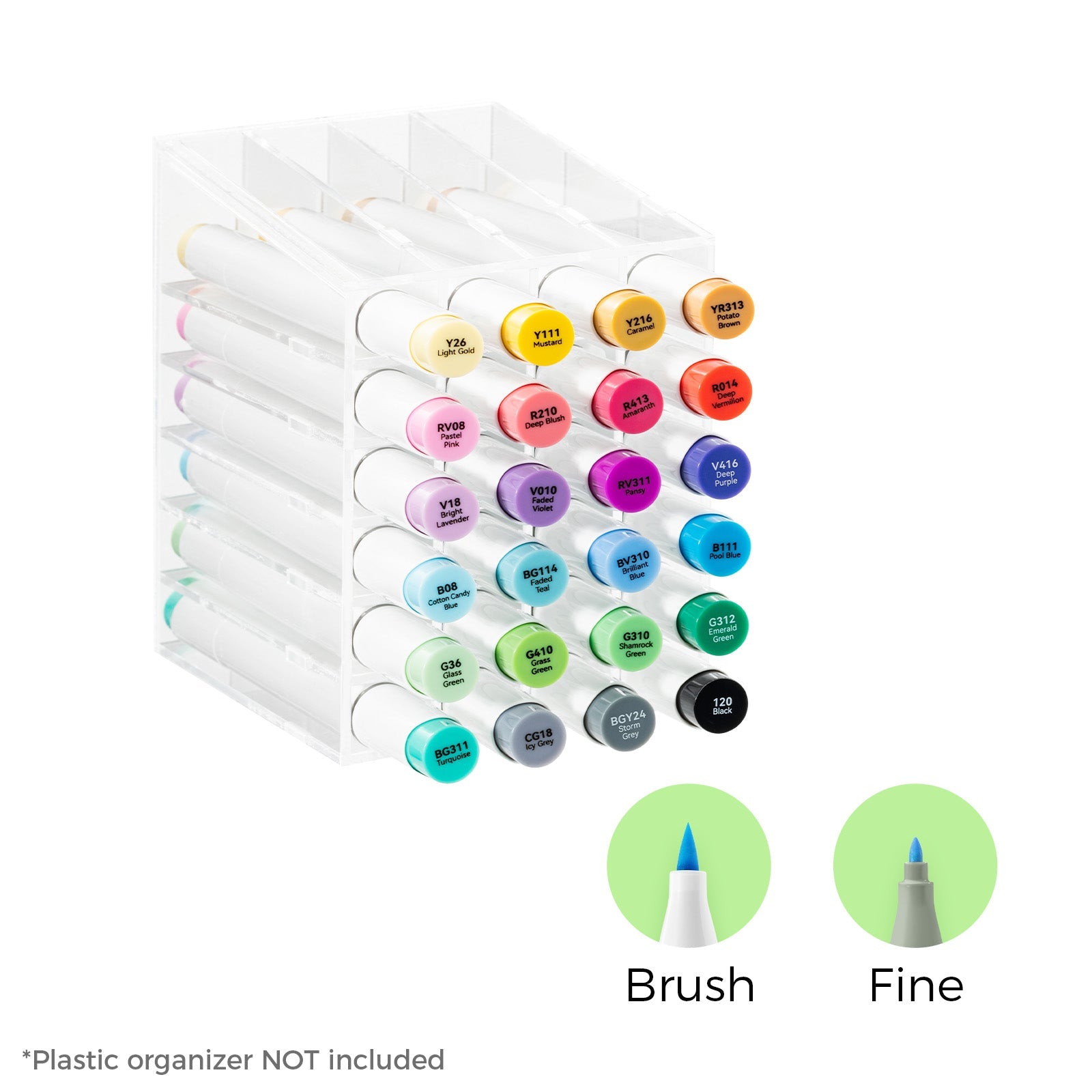 Ohuhu Honolulu 24 Basic Colors Dual Tips Alcohol Art Markers (Mexico Domestic Shipping)