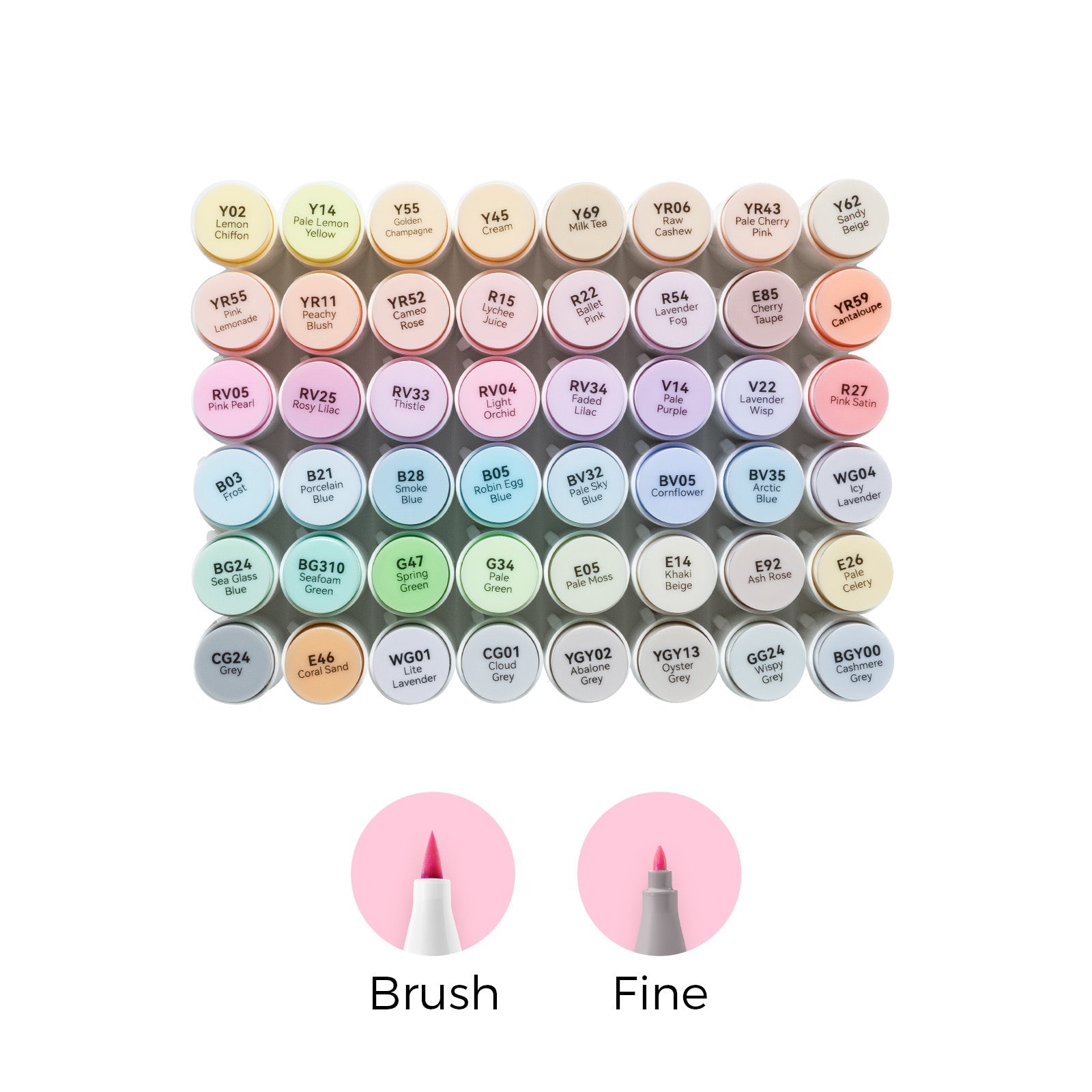 Ohuhu Honolulu 48 Pastel Colors Dual Tips Alcohol Art Markers-Sweetness (New Color Codes)
