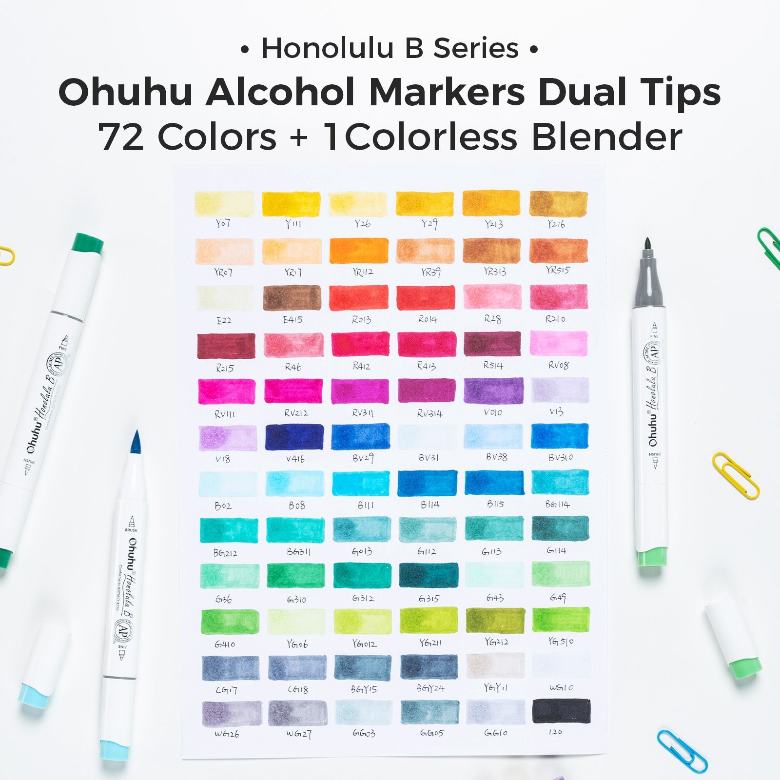 Ohuhu Honolulu 72 Colors Dual Tips Alcohol Art Markers (Ships from Asia Warehouse)