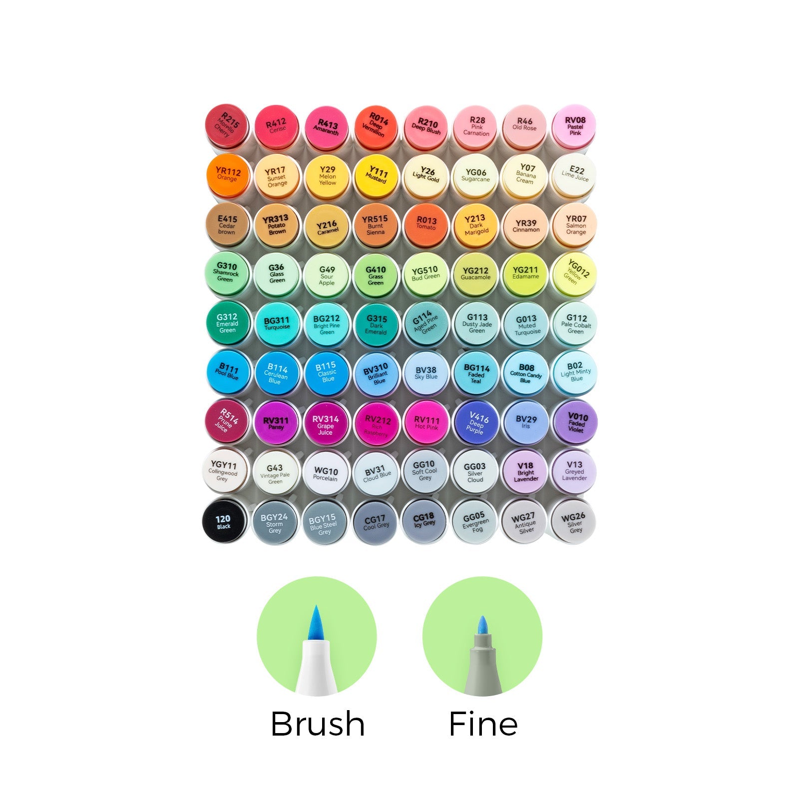 Ohuhu Honolulu 72 Colors Dual Tips Alcohol Art Markers (New Color Codes)