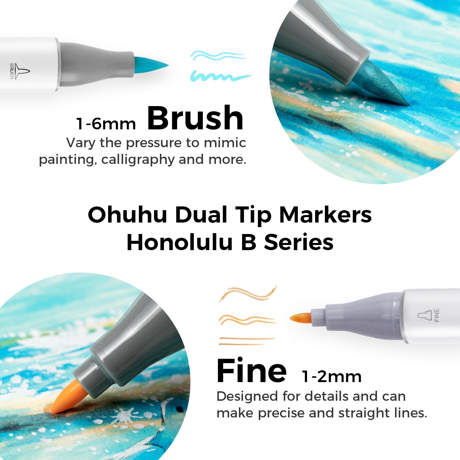 Ohuhu Honolulu 48 Pastel Colors Dual Tips Alcohol Art Markers (Europe Only)