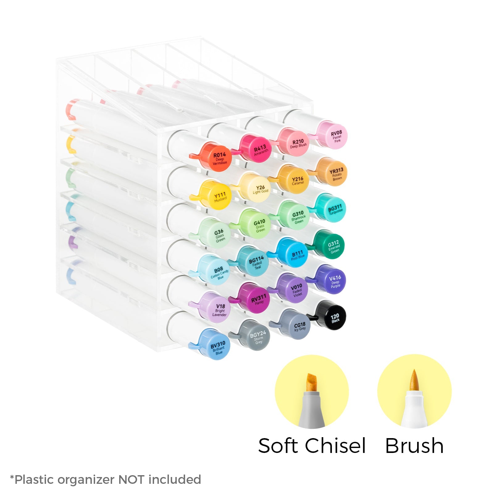 Ohuhu Honolulu² S 24 Basic Colors Dual Soft Tips Alcohol Art Markers, Brush & Soft Chisel