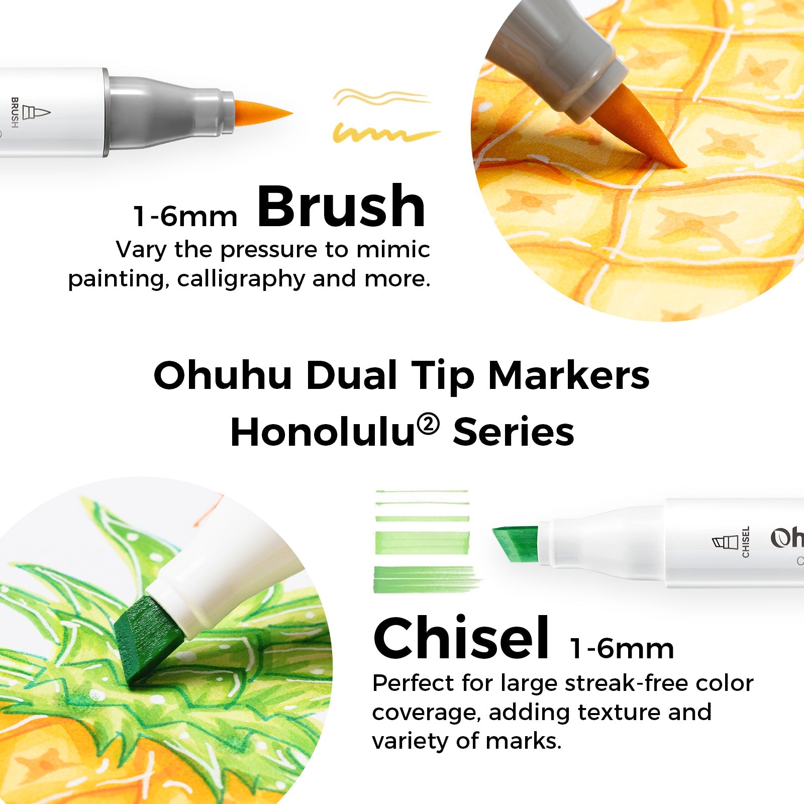 Ohuhu Honolulu² 72 Colors Dual Tips Alcohol Art Markers