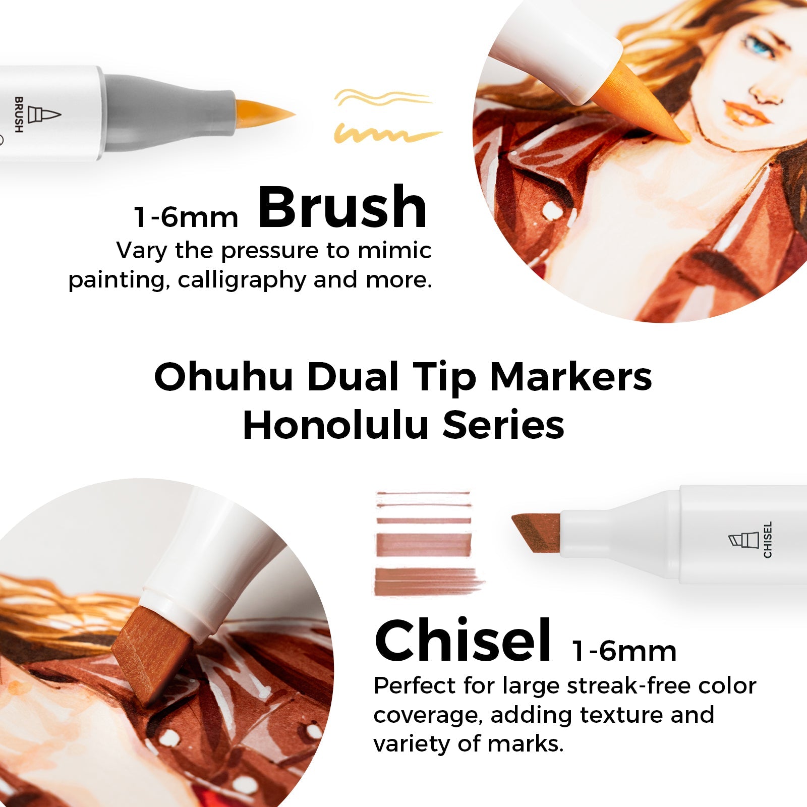 Ohuhu Honolulu 36 Skin Tone Colors Dual Tips Alcohol Art Markers (Ships from Asia Warehouse)